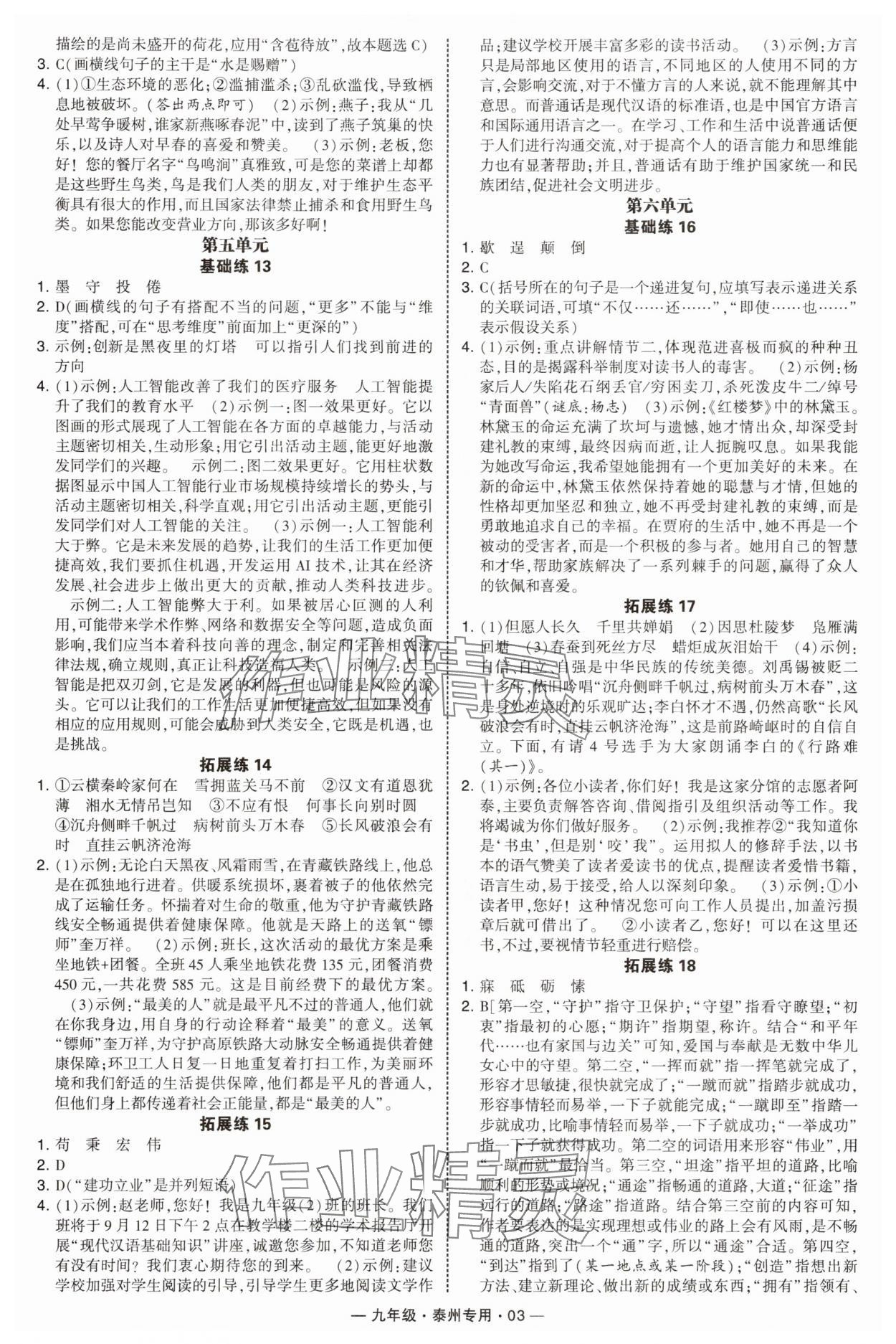 2025年學霸組合訓練九年級語文全一冊人教版泰州專版 第3頁