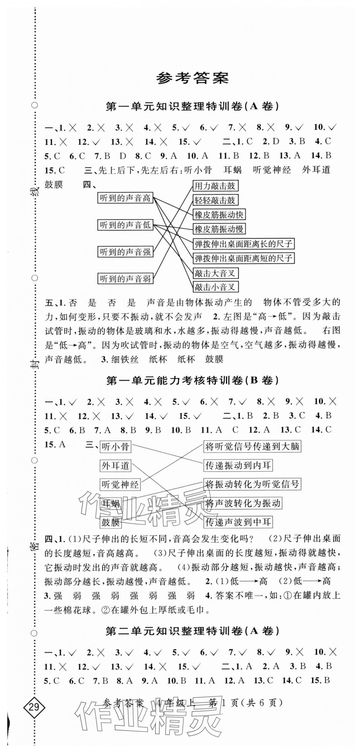 2024年特训卷四年级科学上册教科版 第1页