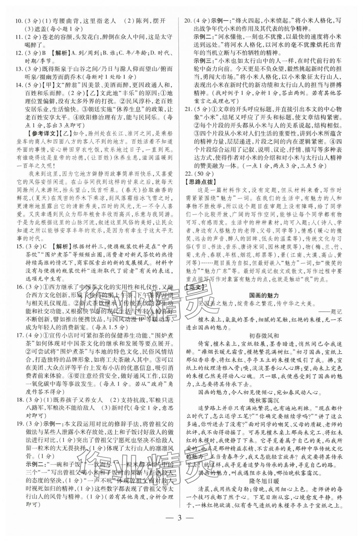 2024年領(lǐng)跑紅棗卷語文 第3頁