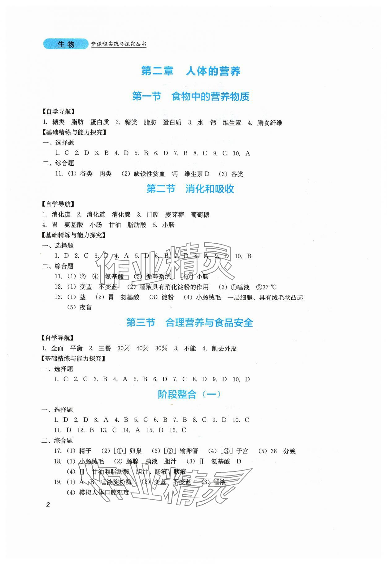 2024年新課程實(shí)踐與探究叢書(shū)七年級(jí)生物下冊(cè)人教版 第2頁(yè)