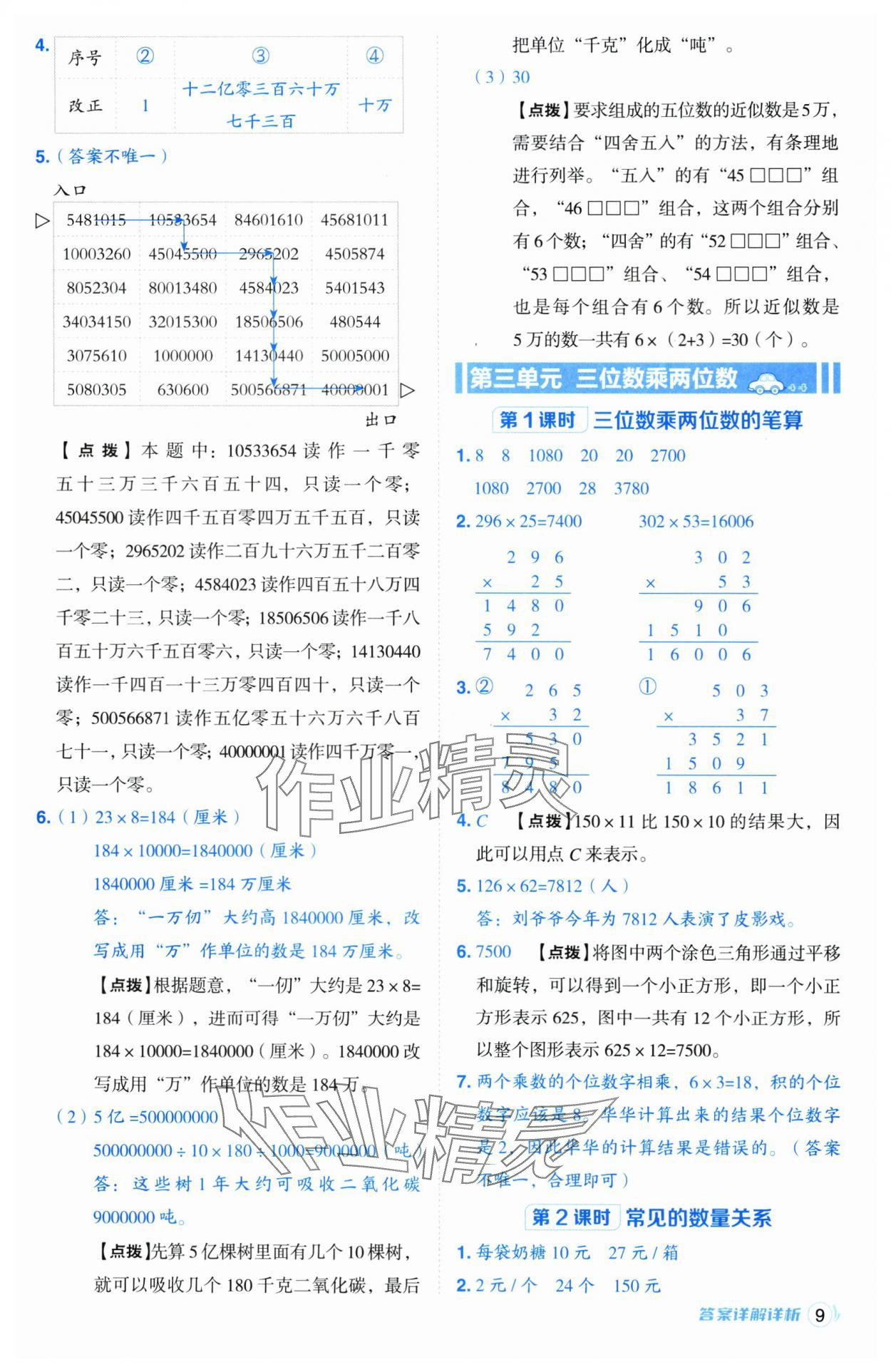 2025年綜合應(yīng)用創(chuàng)新題典中點(diǎn)四年級(jí)數(shù)學(xué)下冊蘇教版山西專版 參考答案第9頁