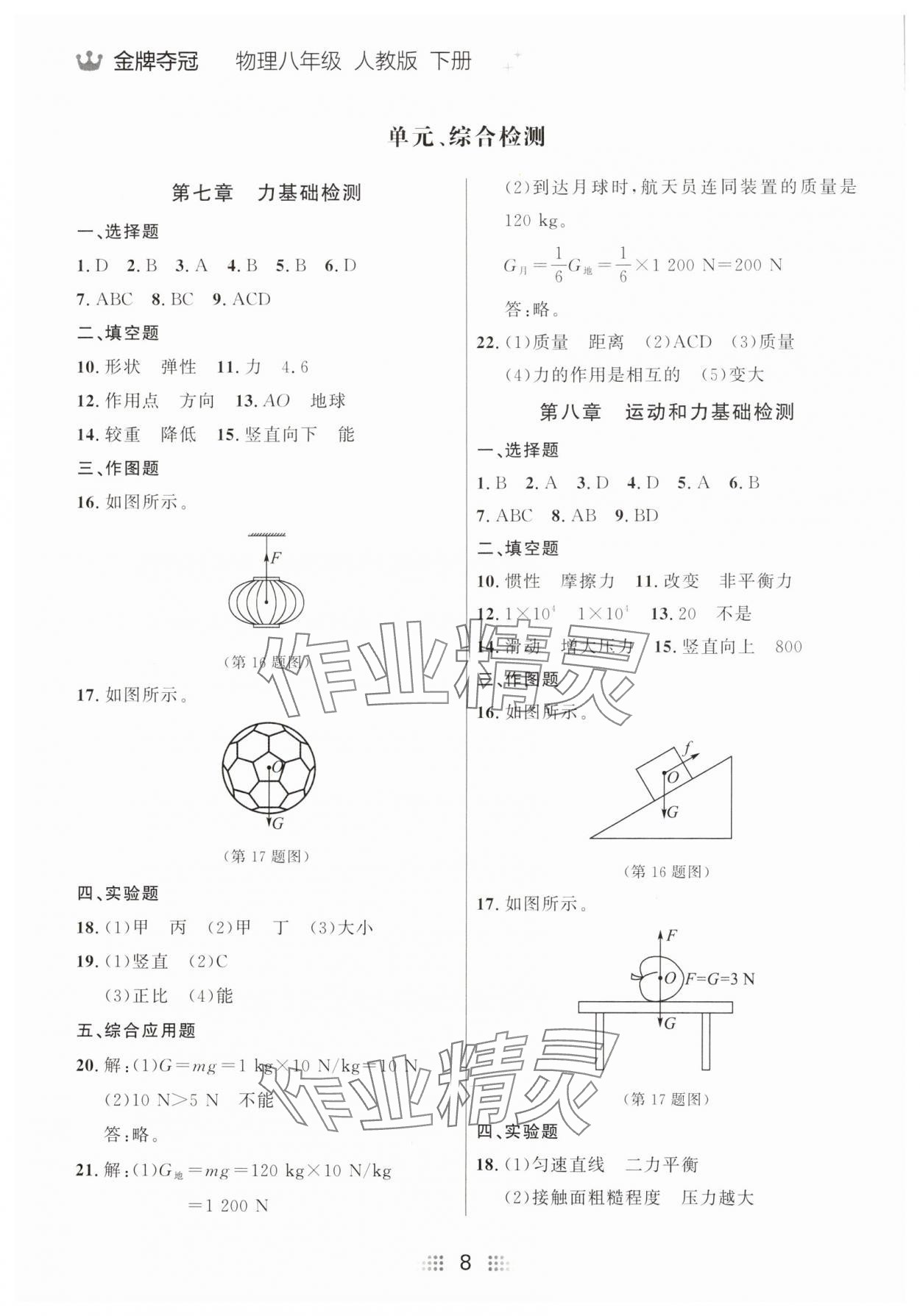 2025年點(diǎn)石成金金牌奪冠八年級物理下冊人教版遼寧專版 參考答案第8頁