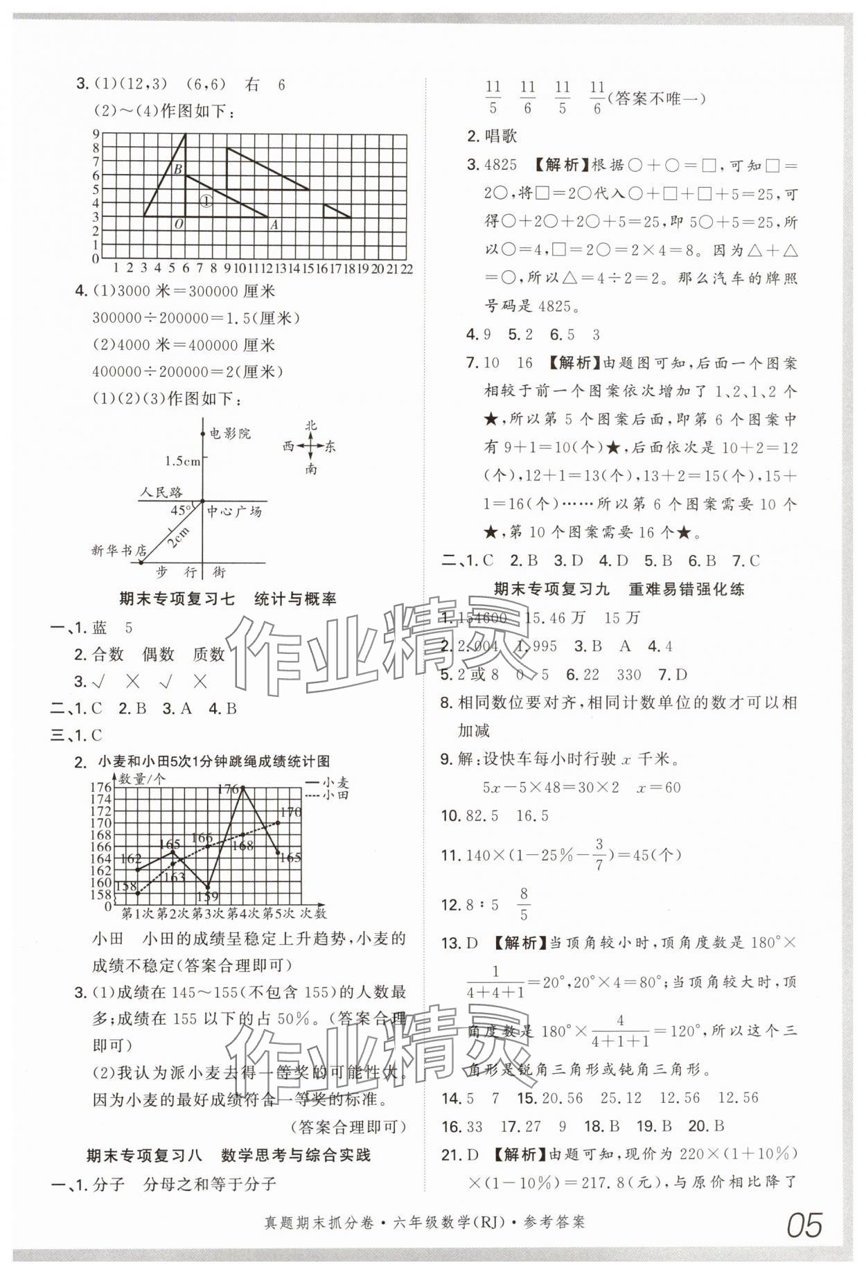 2024年真題期末抓分卷六年級數(shù)學下冊人教版河南專版 參考答案第4頁