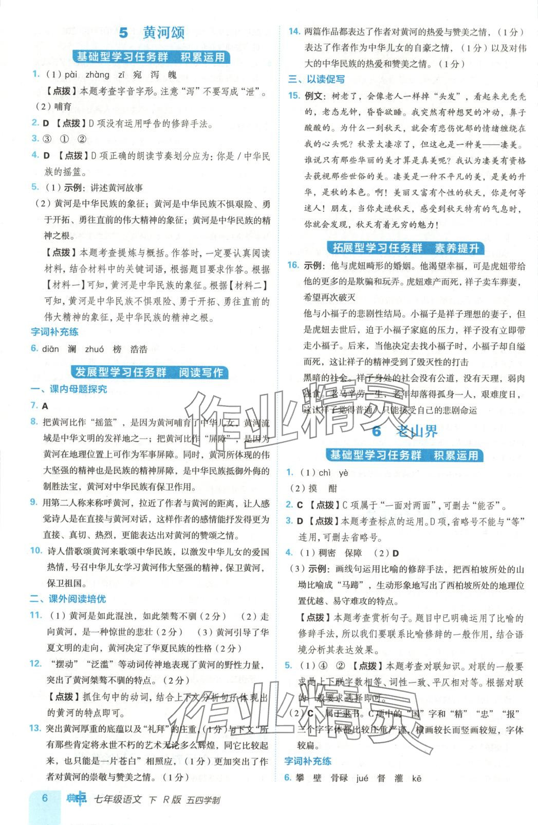 2025年综合应用创新题典中点七年级语文下册人教版五四制 第6页