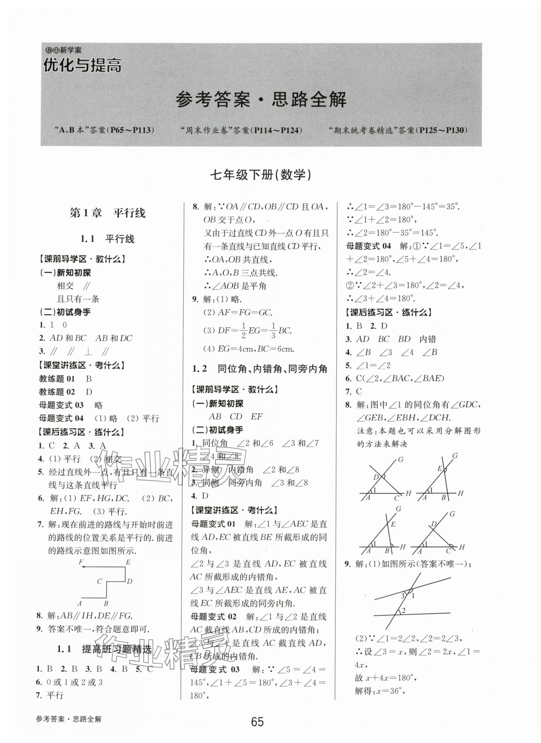 2024年初中新學(xué)案優(yōu)化與提高七年級數(shù)學(xué)下冊浙教版 第1頁