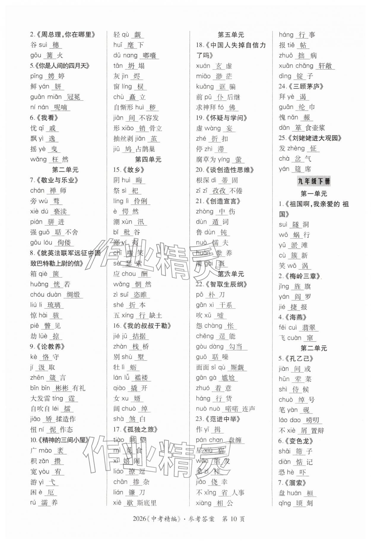 2026年中考精編語文廣東經(jīng)濟出版社&nbsp;第10頁