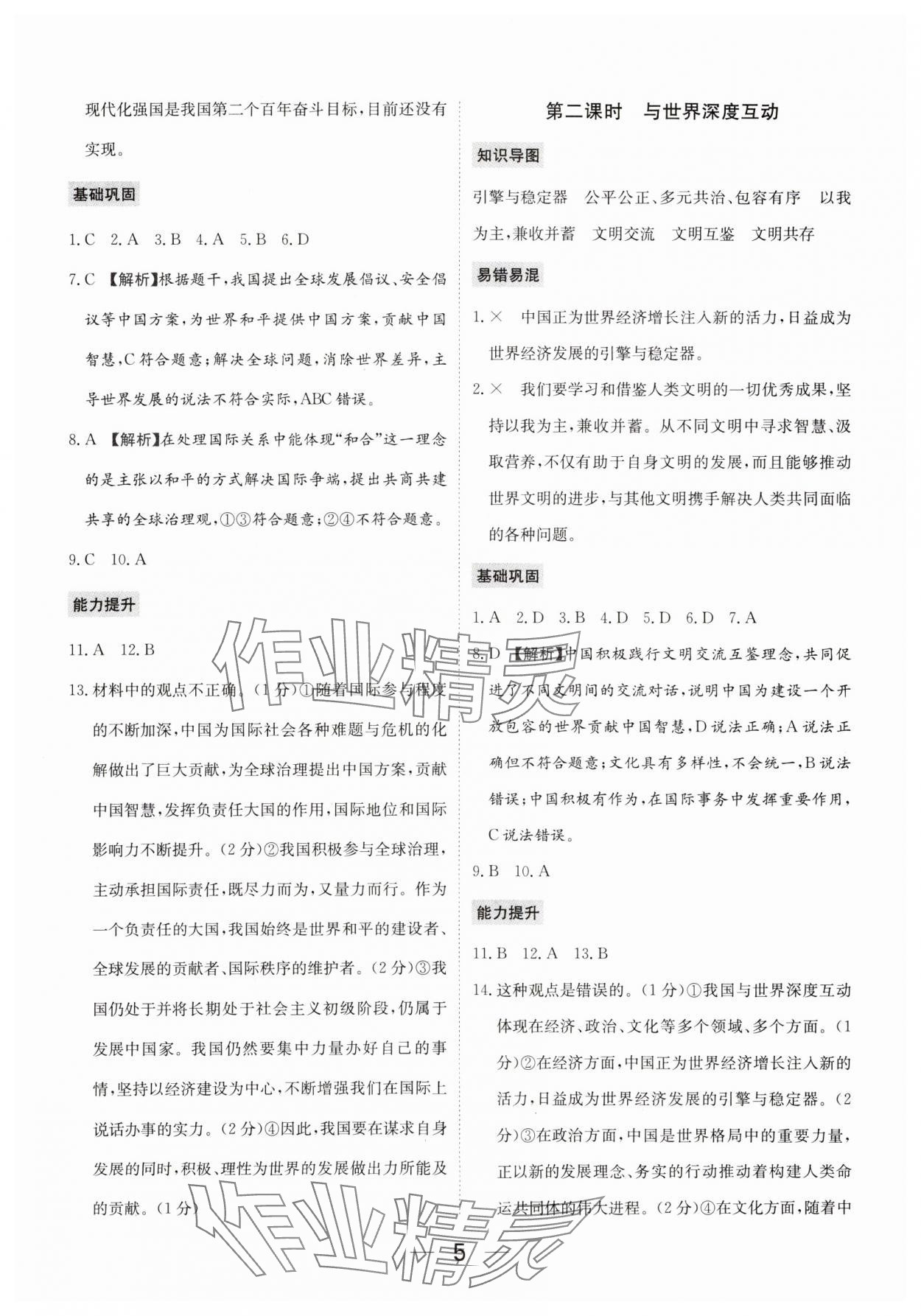 2025年我的作業(yè)九年級(jí)道德與法治下冊(cè)人教版河南專版 參考答案第5頁