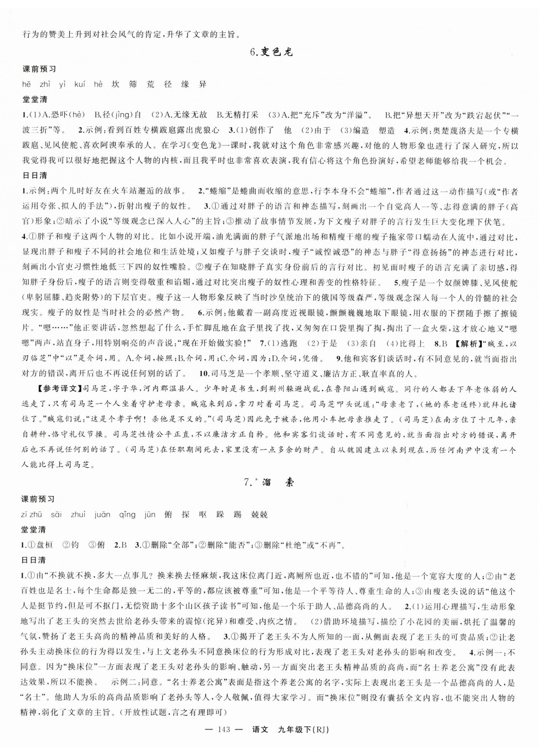 2025年四清导航九年级语文下册人教版湖北专版&nbsp;第3页