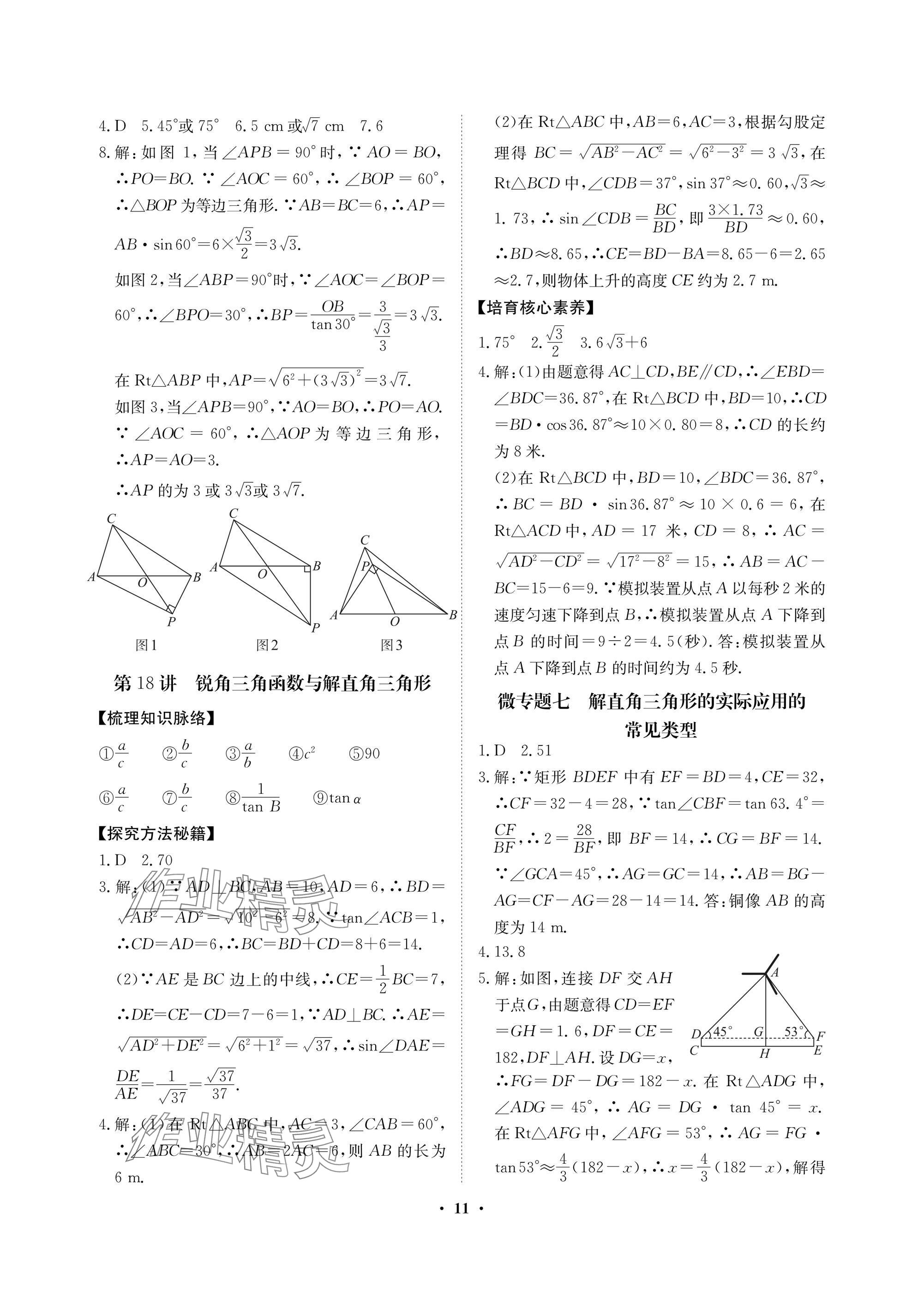 2025年湖北中考初中學業(yè)水平考試總復習數(shù)學通用版 參考答案第11頁