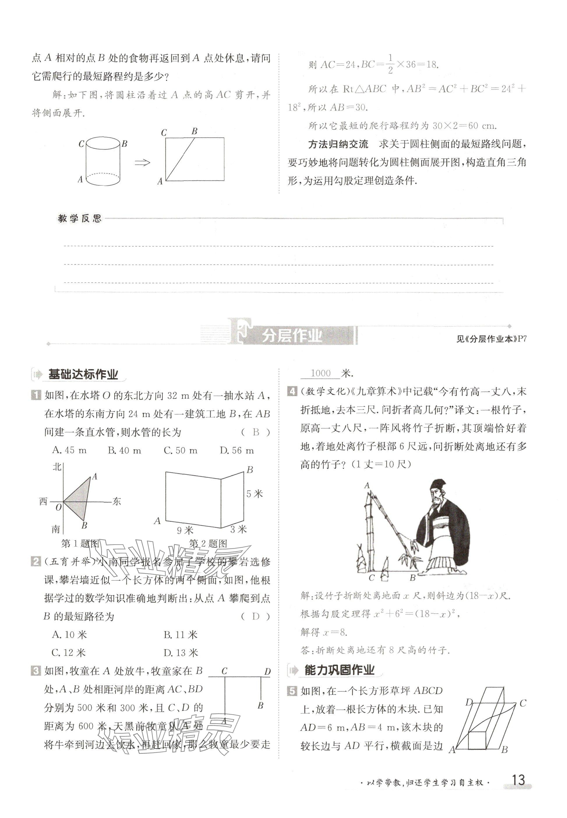 2024年金太陽(yáng)導(dǎo)學(xué)案八年級(jí)數(shù)學(xué)上冊(cè)北師大版 參考答案第13頁(yè)