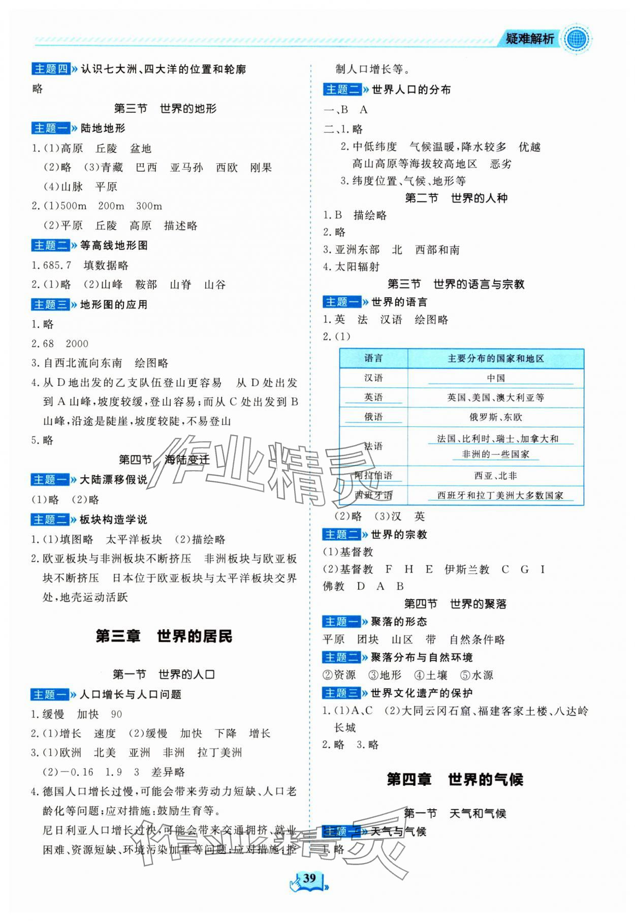 2023年填充图册山东科学技术出版社七年级地理上册湘教版 参考答案第2页