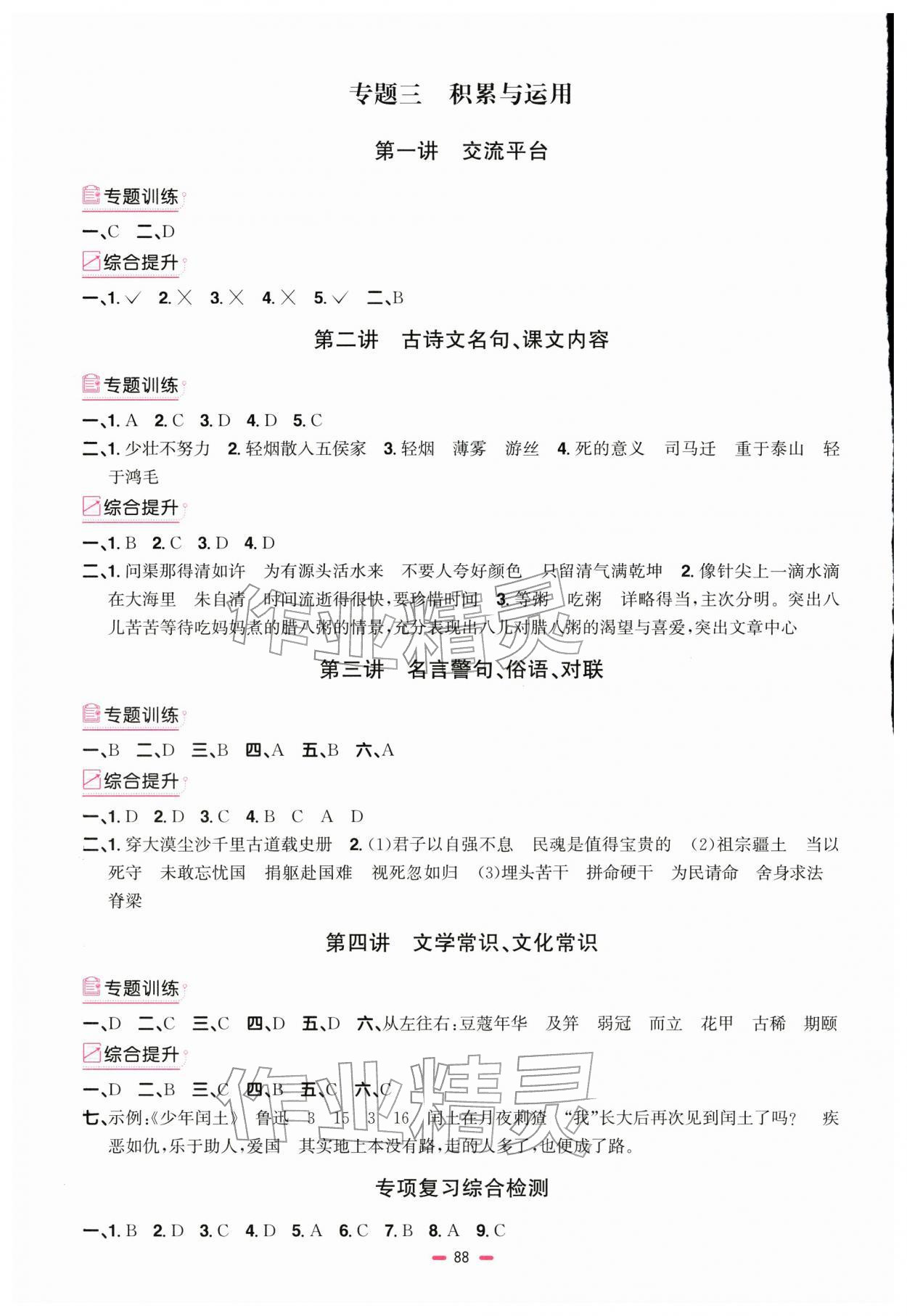2026年阳光同学小学毕业升学系统总复习语文浙江专版&nbsp;第4页