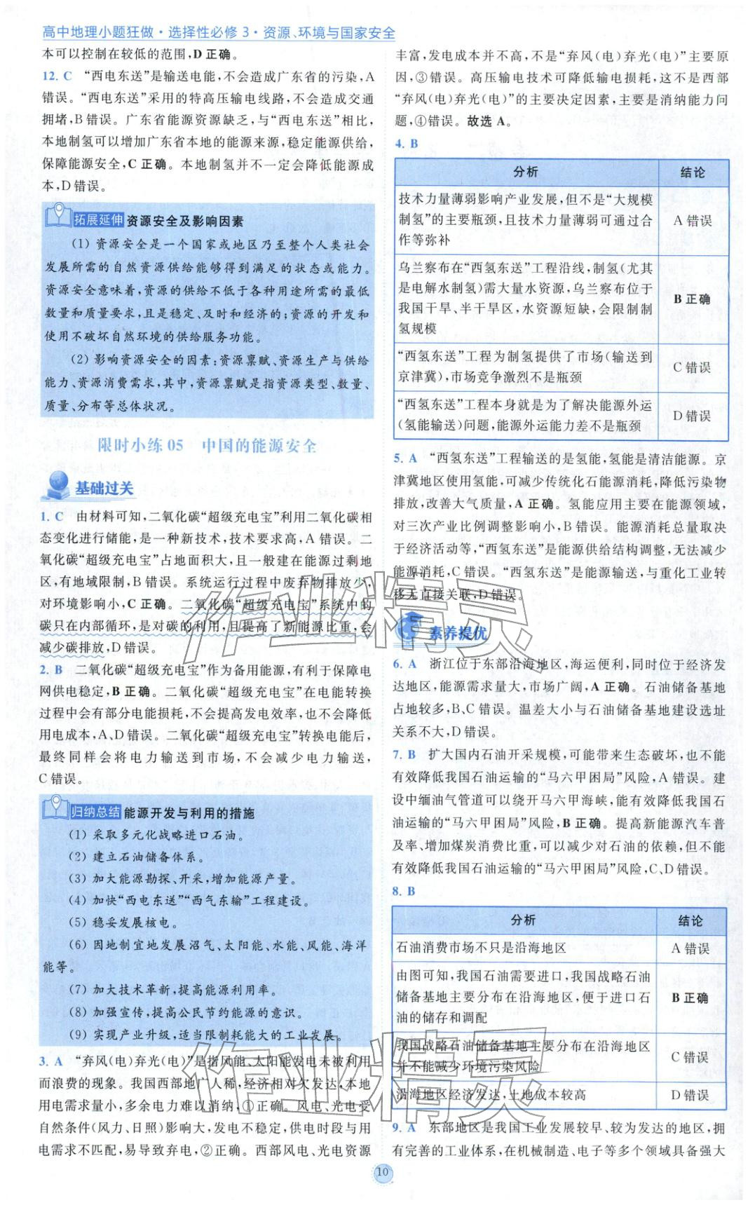 2025年小題狂做高中地理選擇性必修第三冊 參考答案第10頁