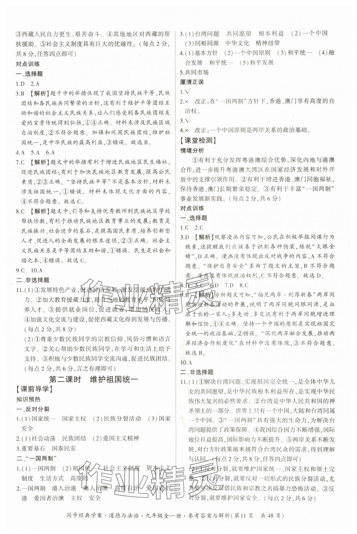 2025年同步經(jīng)典學(xué)案九年級道德與法治全一冊人教版 第11頁