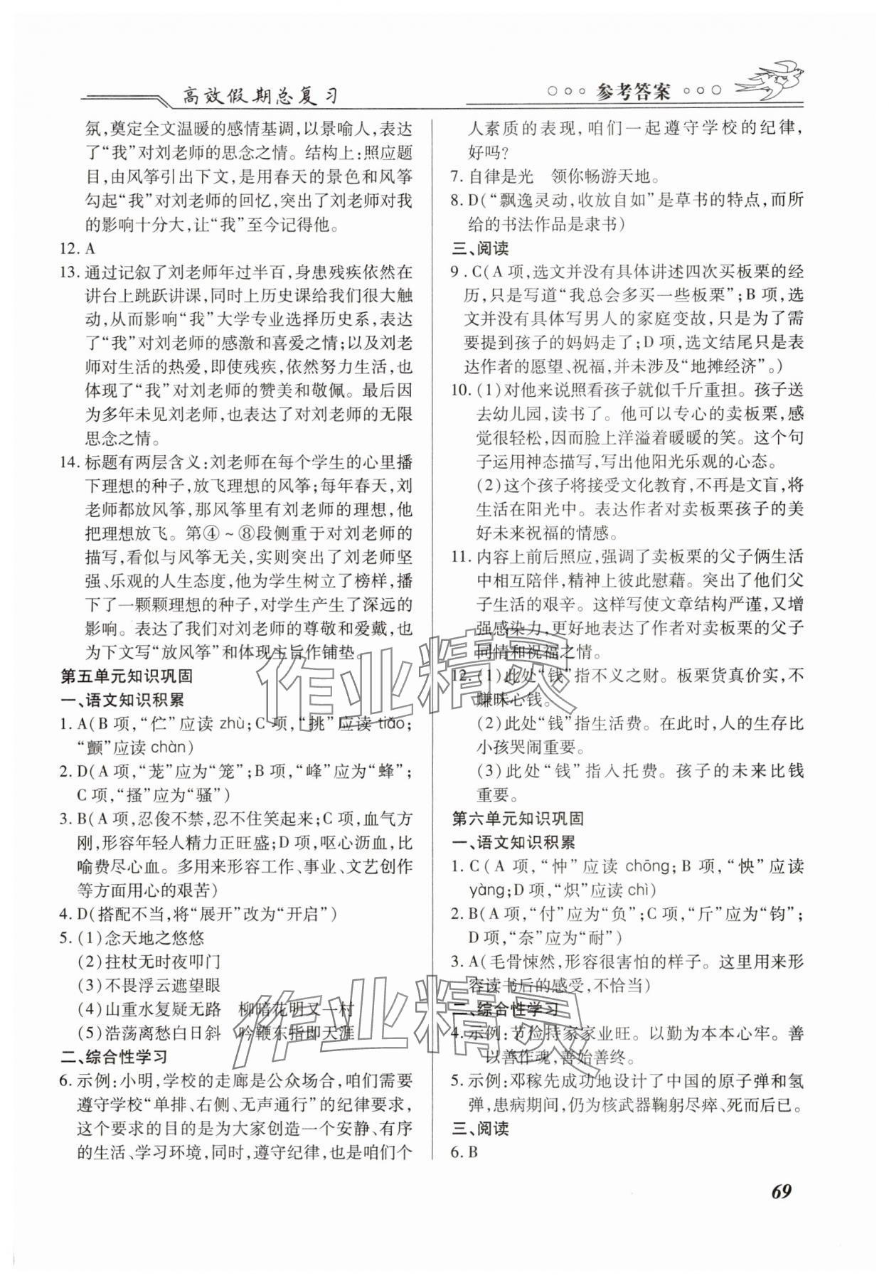 2025年倍優(yōu)高效假期總復(fù)習(xí)七年級語文&nbsp;第3頁