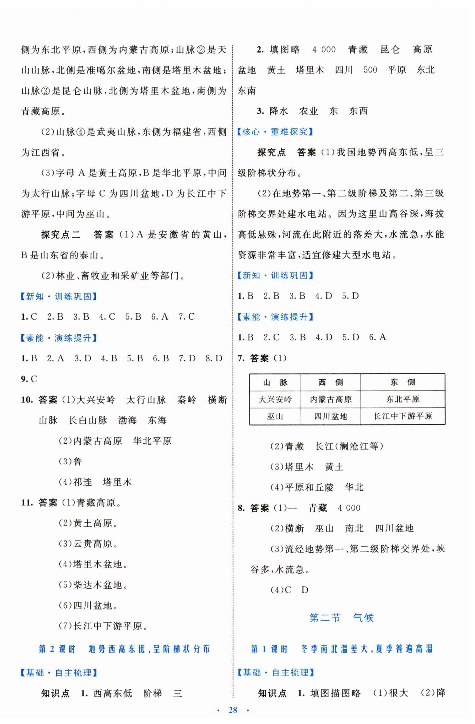 2024年同步学习目标与检测八年级地理上册人教版 参考答案第4页