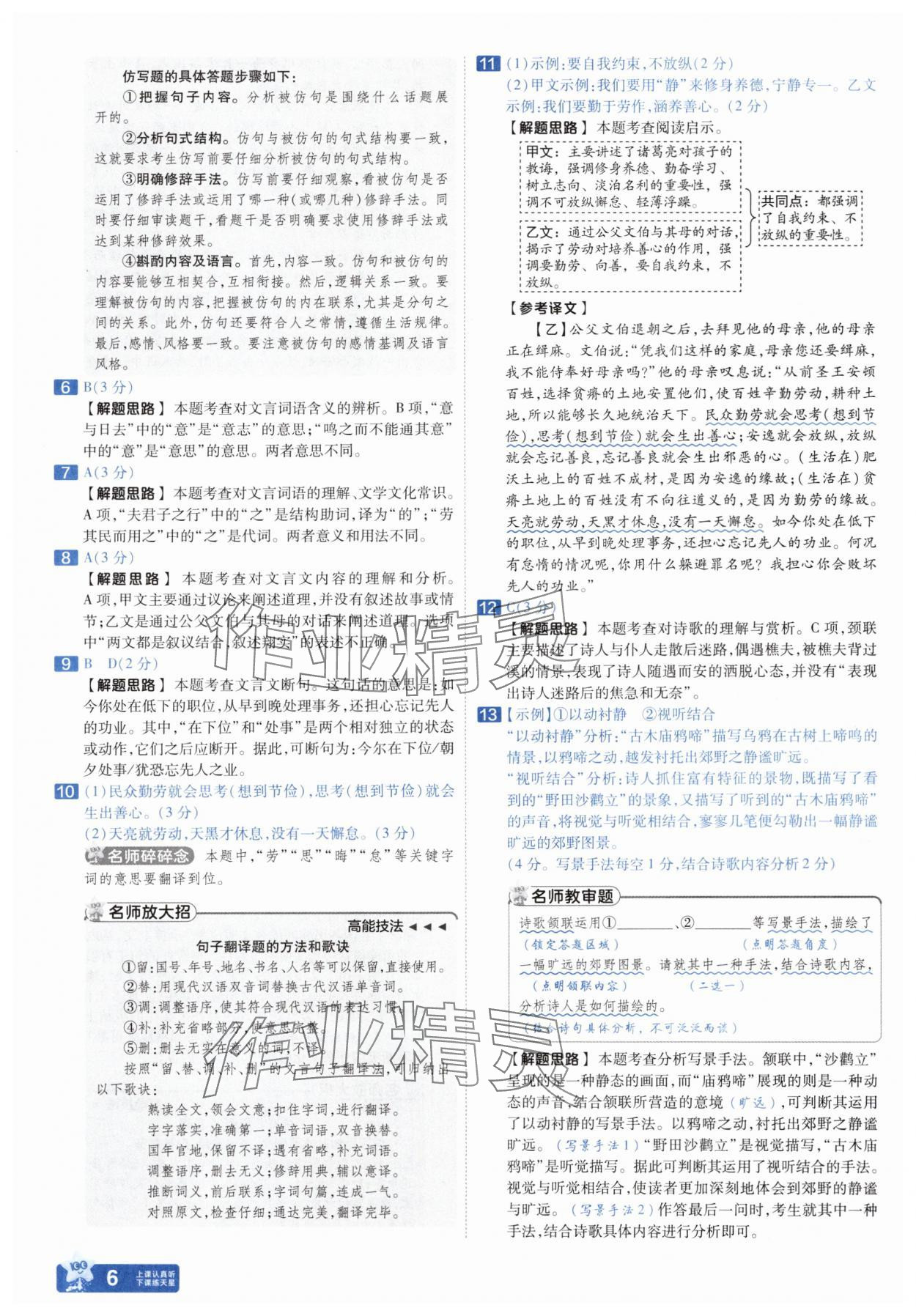 2025年金考卷中考45套匯編語文山東專版 參考答案第6頁