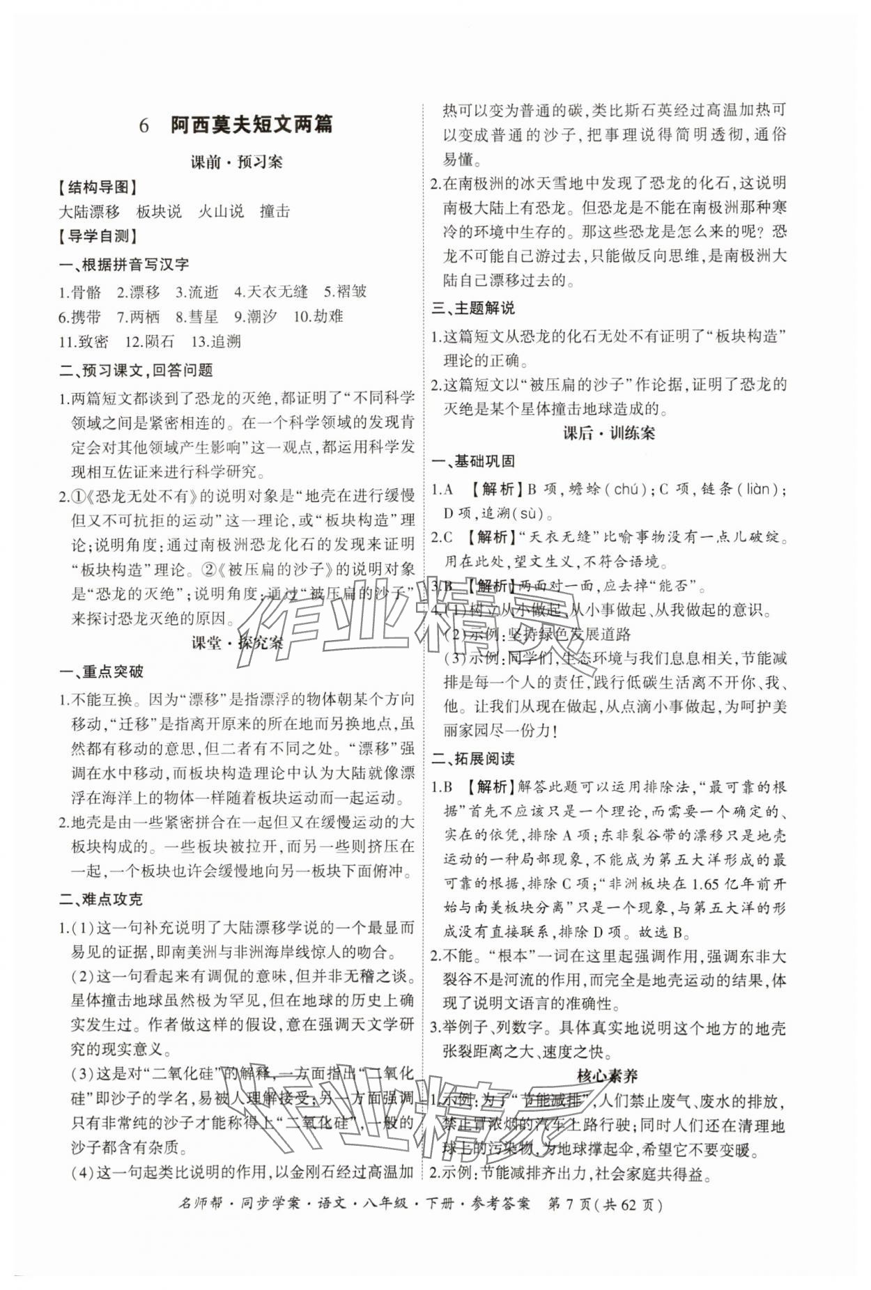 2025年名師幫同步學(xué)案八年級語文下冊人教版 第7頁
