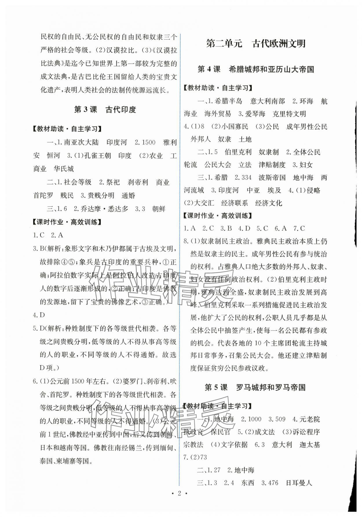 2025年能力培养与测试九年级世界历史上册人教版湖南专版 第2页