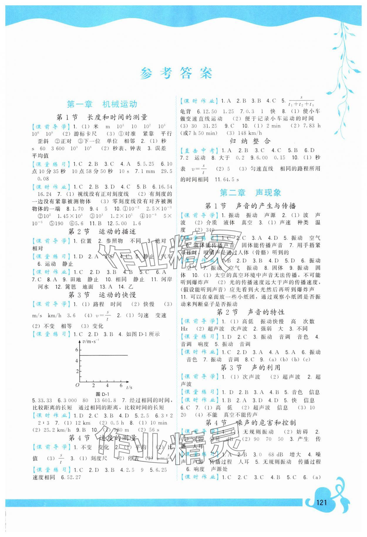 2025年顶尖课课练八年级物理上册人教版 第1页