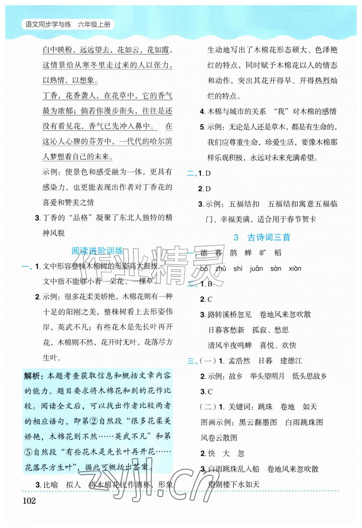 2026年同步学与练六年级语文上册人教版宁夏专版&nbsp;第2页