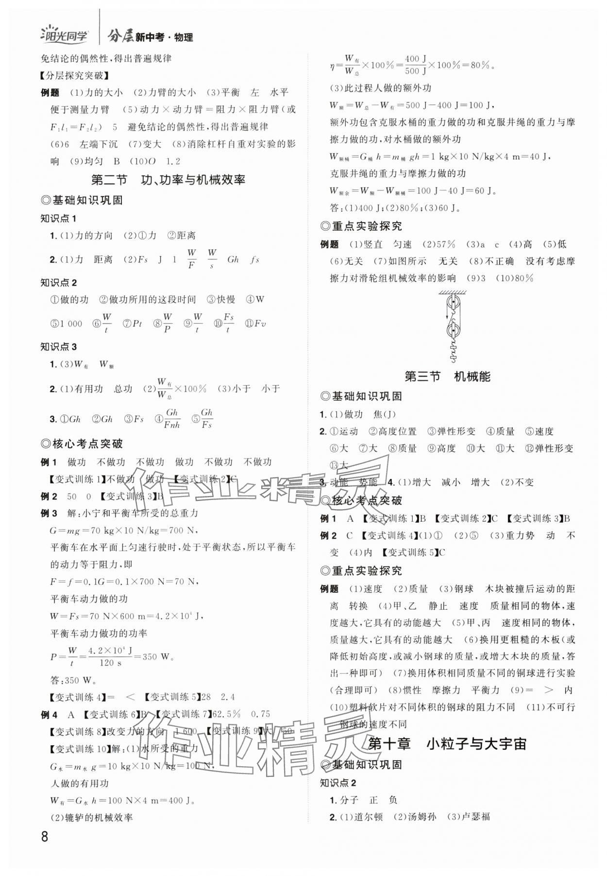 2025年陽光同學(xué)分層新中考物理福建專版 參考答案第7頁