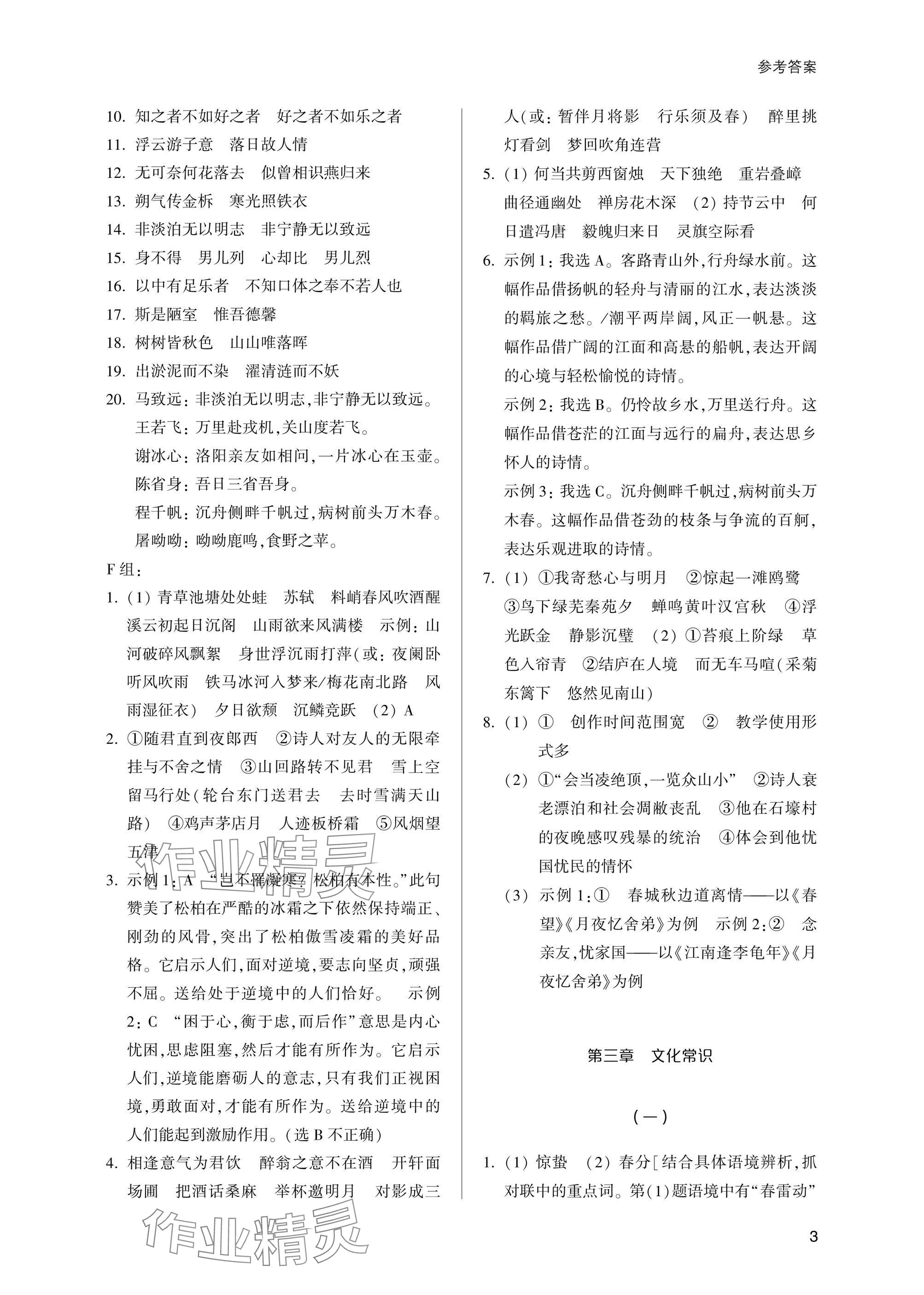 2025年乐支点初中高分冲刺语文&nbsp;参考答案第3页