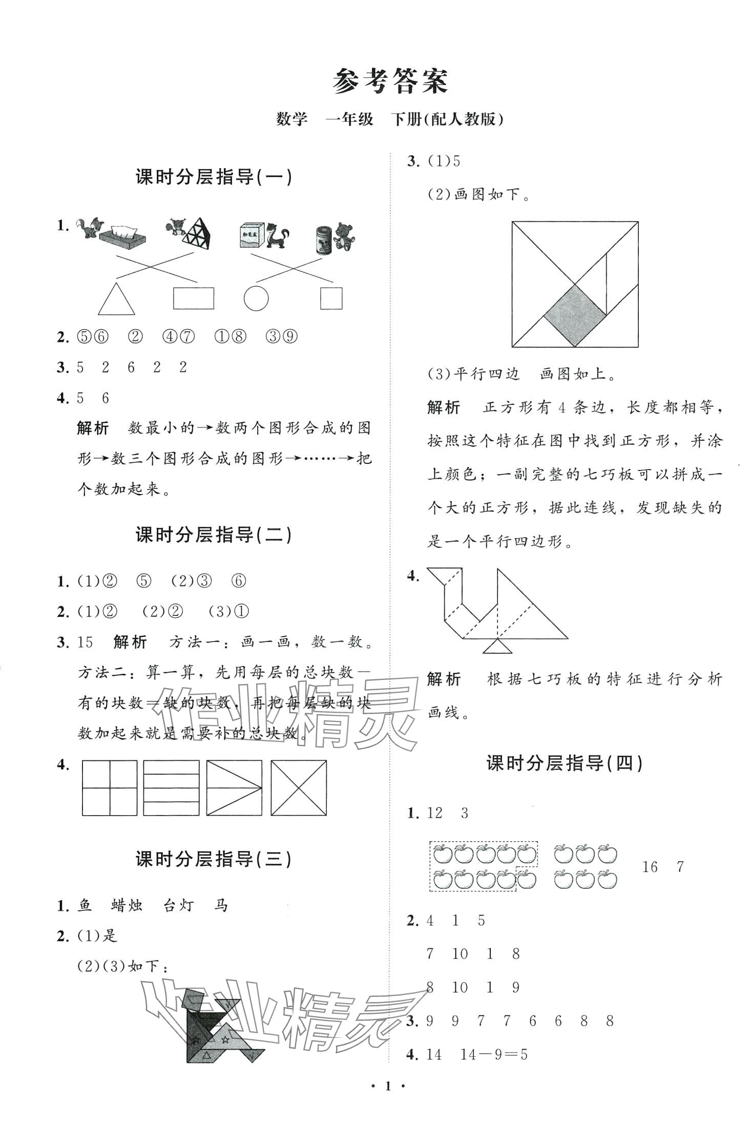 2024年同步練習(xí)冊(cè)分層指導(dǎo)一年級(jí)數(shù)學(xué)下冊(cè)人教版 第1頁