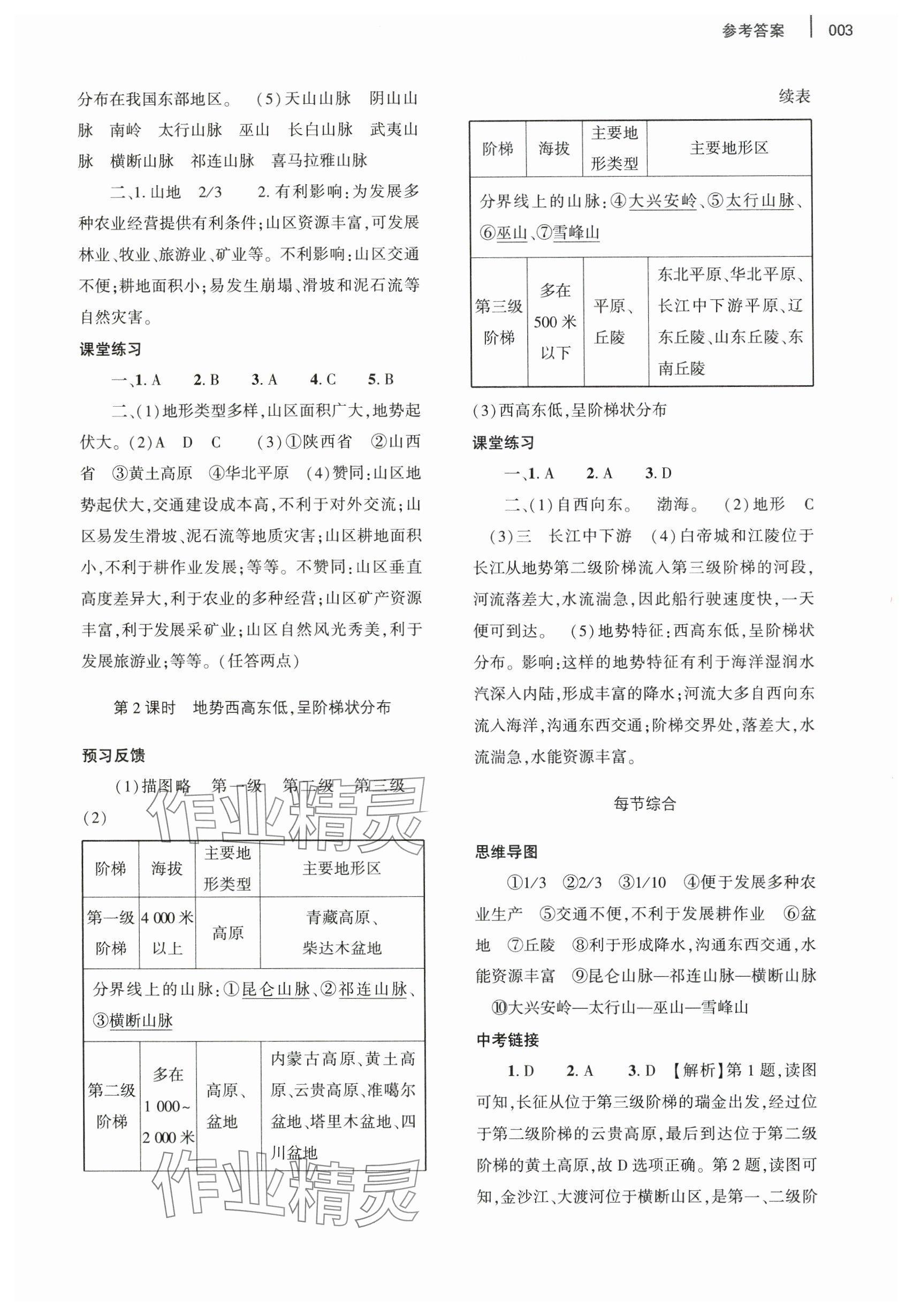 2024年基礎(chǔ)訓(xùn)練大象出版社八年級(jí)地理上冊(cè)人教版 參考答案第3頁