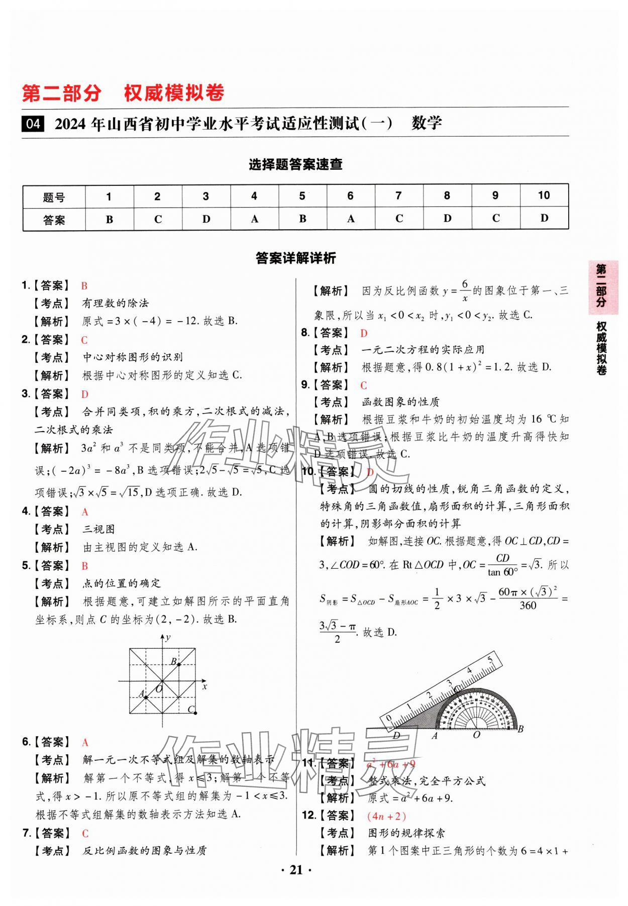 2025年晉一中考山西真題數(shù)學(xué) 參考答案第21頁