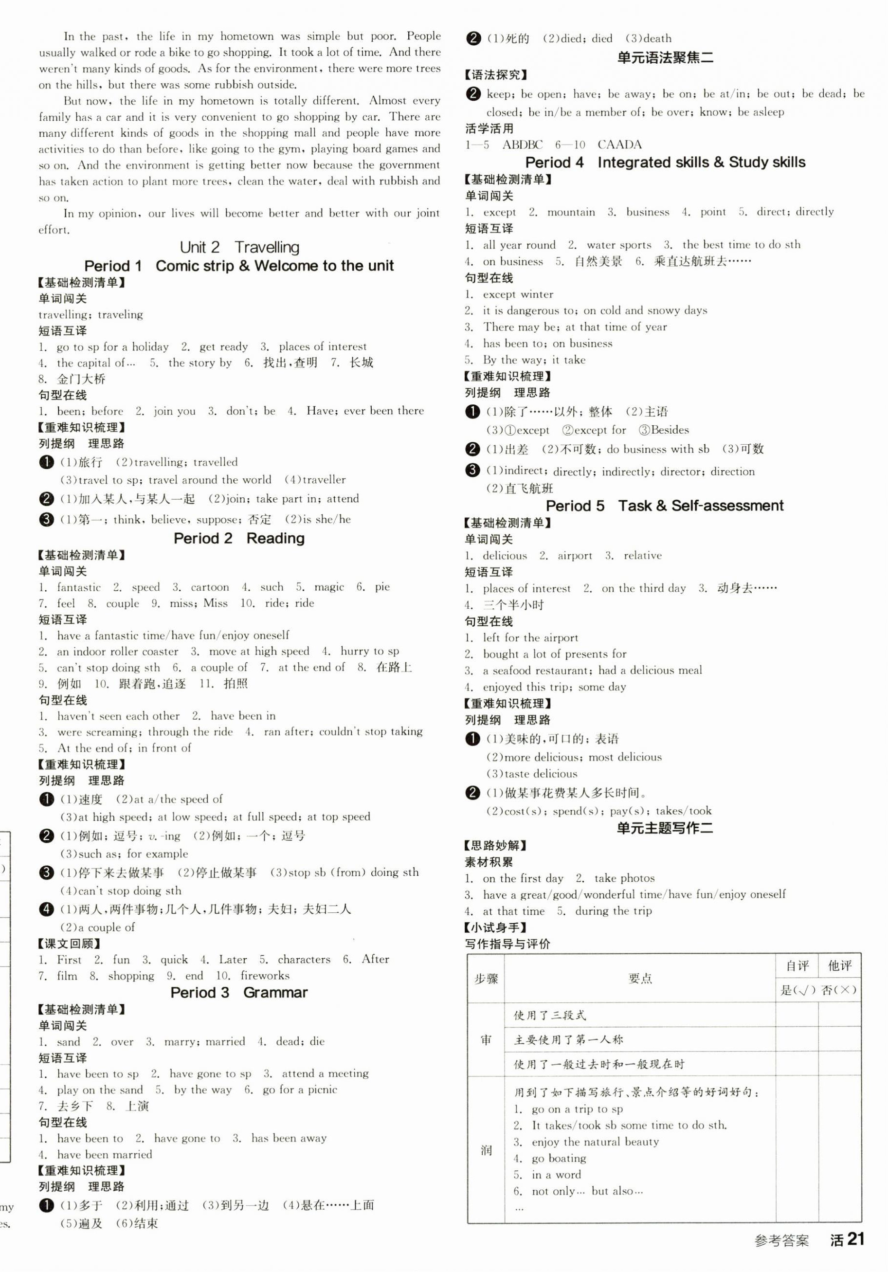 2025年全品學(xué)練考八年級(jí)英語(yǔ)下冊(cè)譯林版江蘇專版 參考答案第2頁(yè)