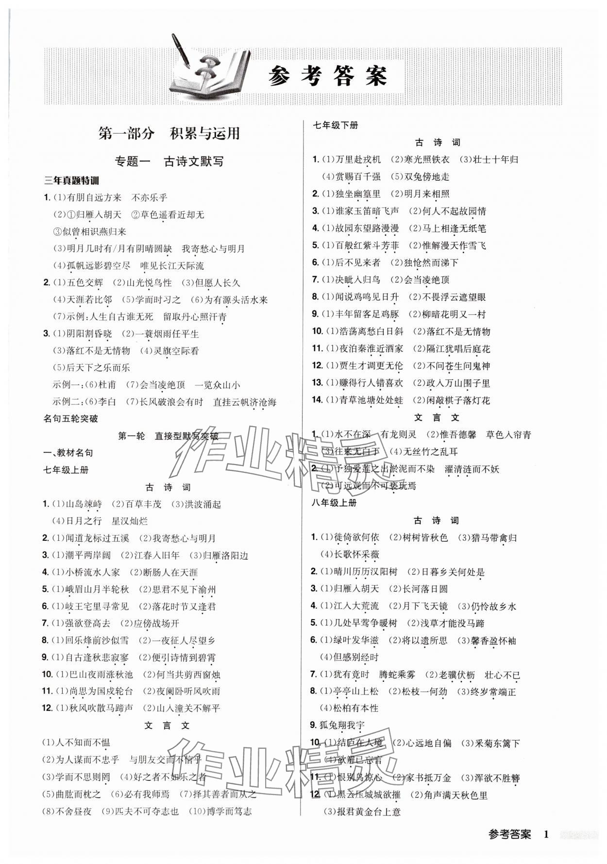 2025年啟東中學中考總復習語文宿遷專版 第1頁