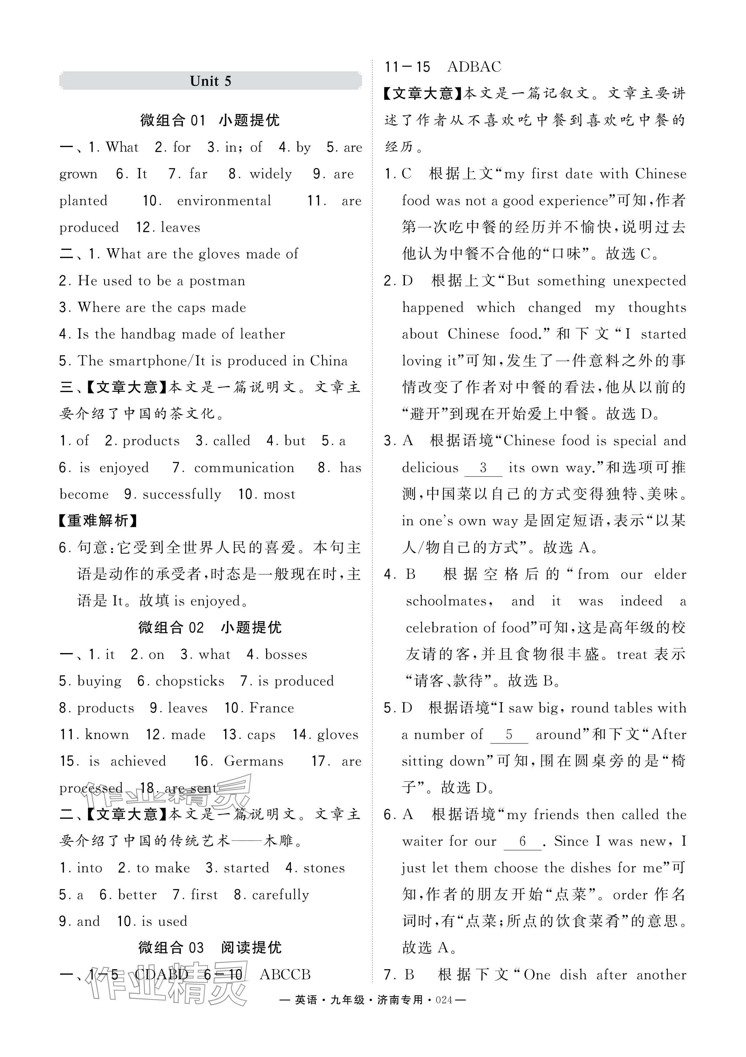 2024年學(xué)霸組合訓(xùn)練九年級(jí)英語全一冊(cè)人教版濟(jì)南專版 參考答案第24頁