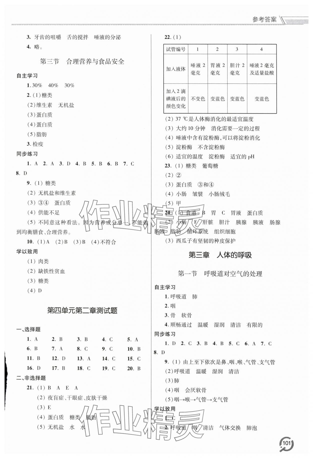 2024年同步練習(xí)冊(cè)青島出版社七年級(jí)生物下冊(cè)人教版 第3頁