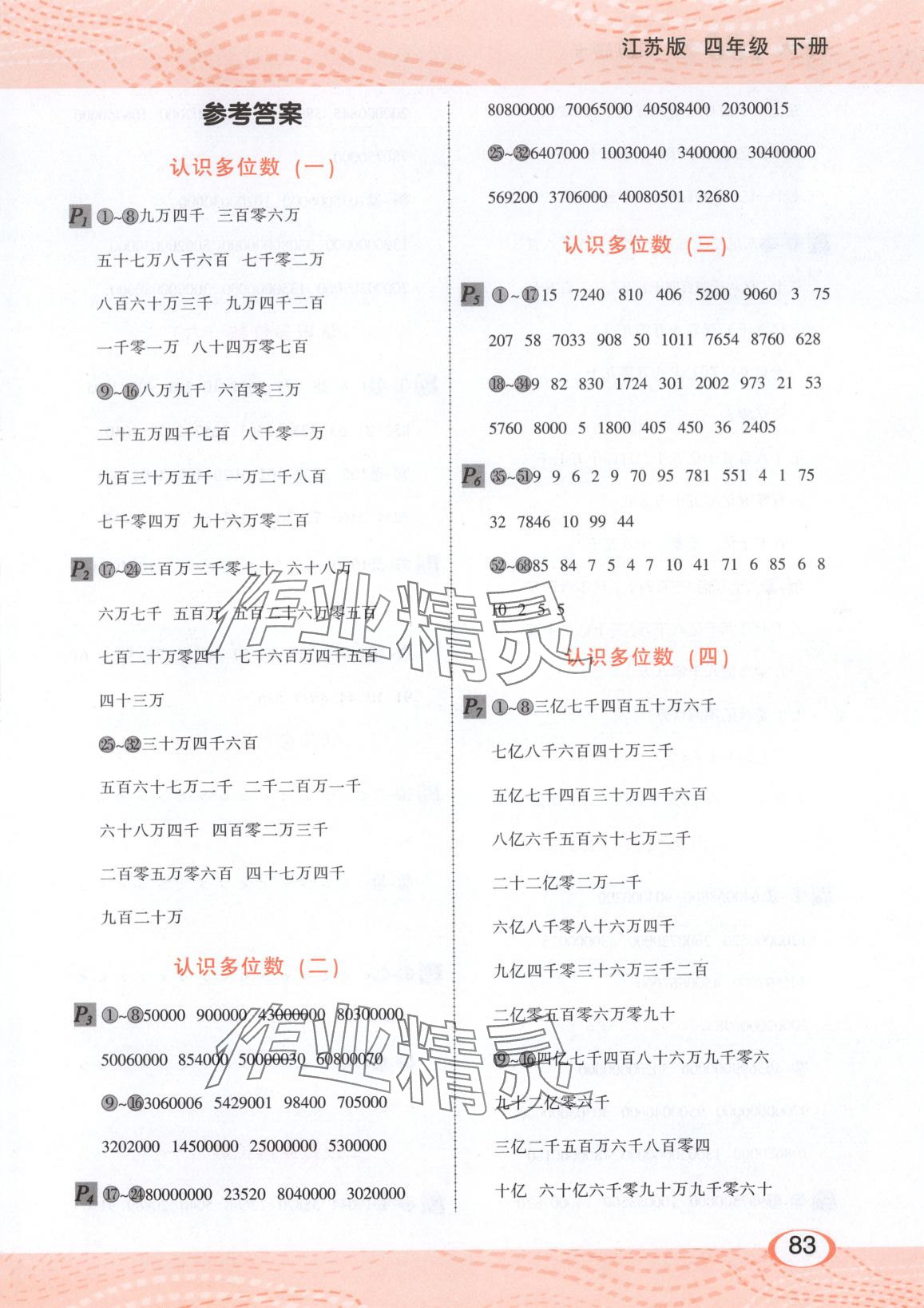 2025年每天100道口算題卡河北少年兒童出版社四年級數學下冊蘇教版 第1頁