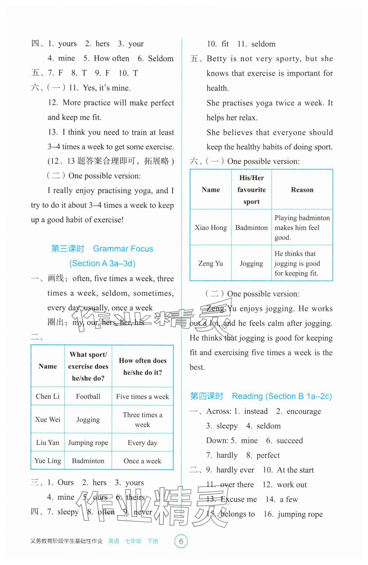 2025年學(xué)生基礎(chǔ)性作業(yè)七年級英語下冊人教版 第6頁