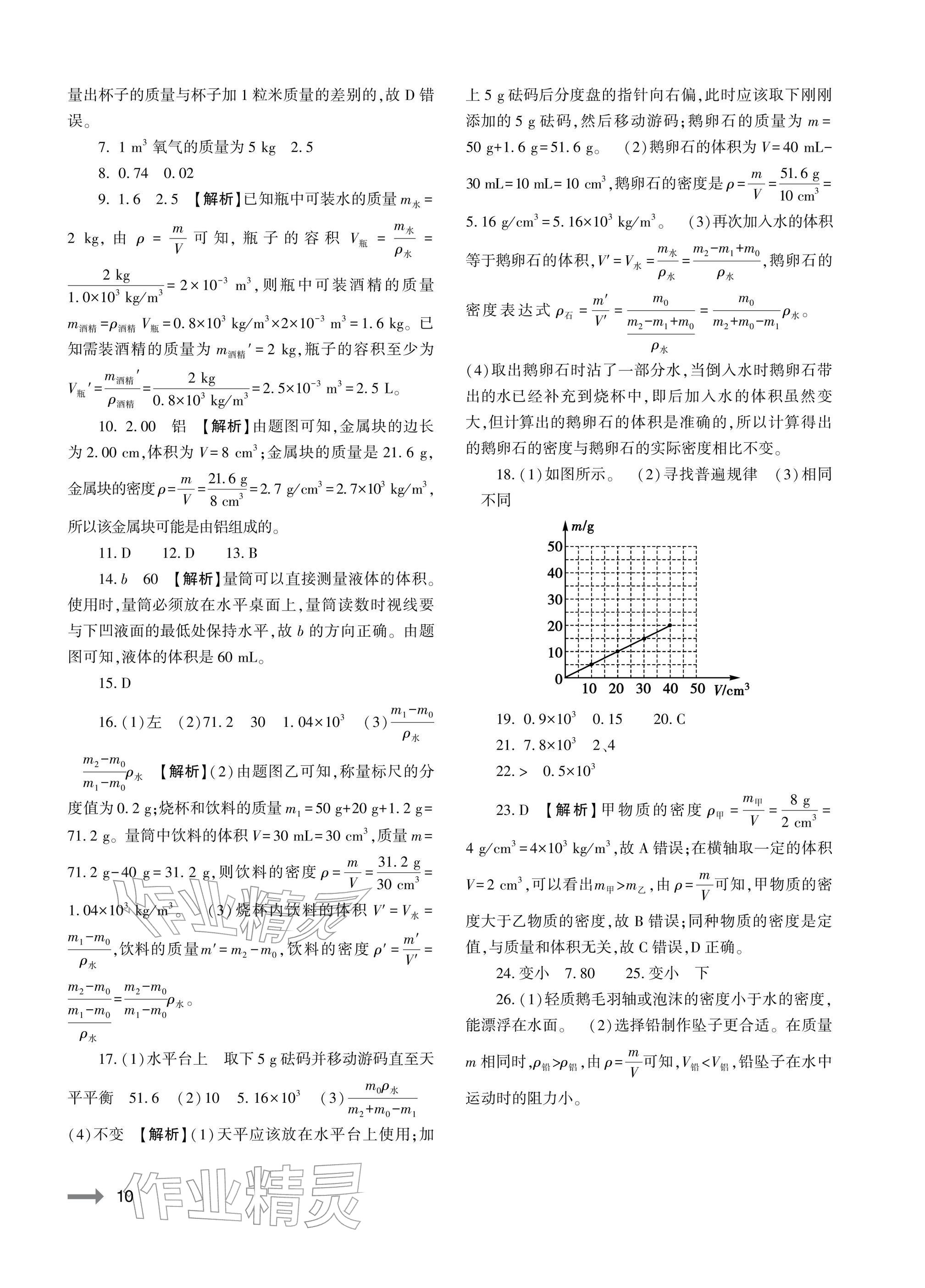 2025年节节高大象出版社八年级物理全一册沪科版 参考答案第10页