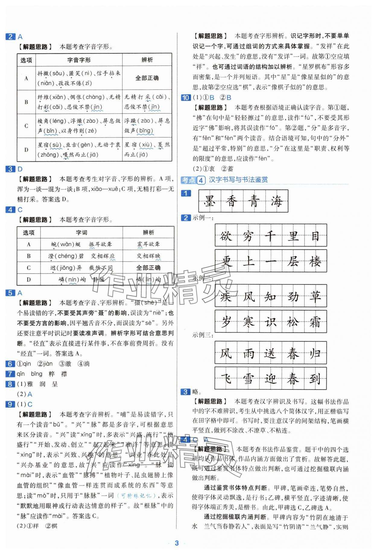 2024年金考卷中考真题分类训练语文 参考答案第2页