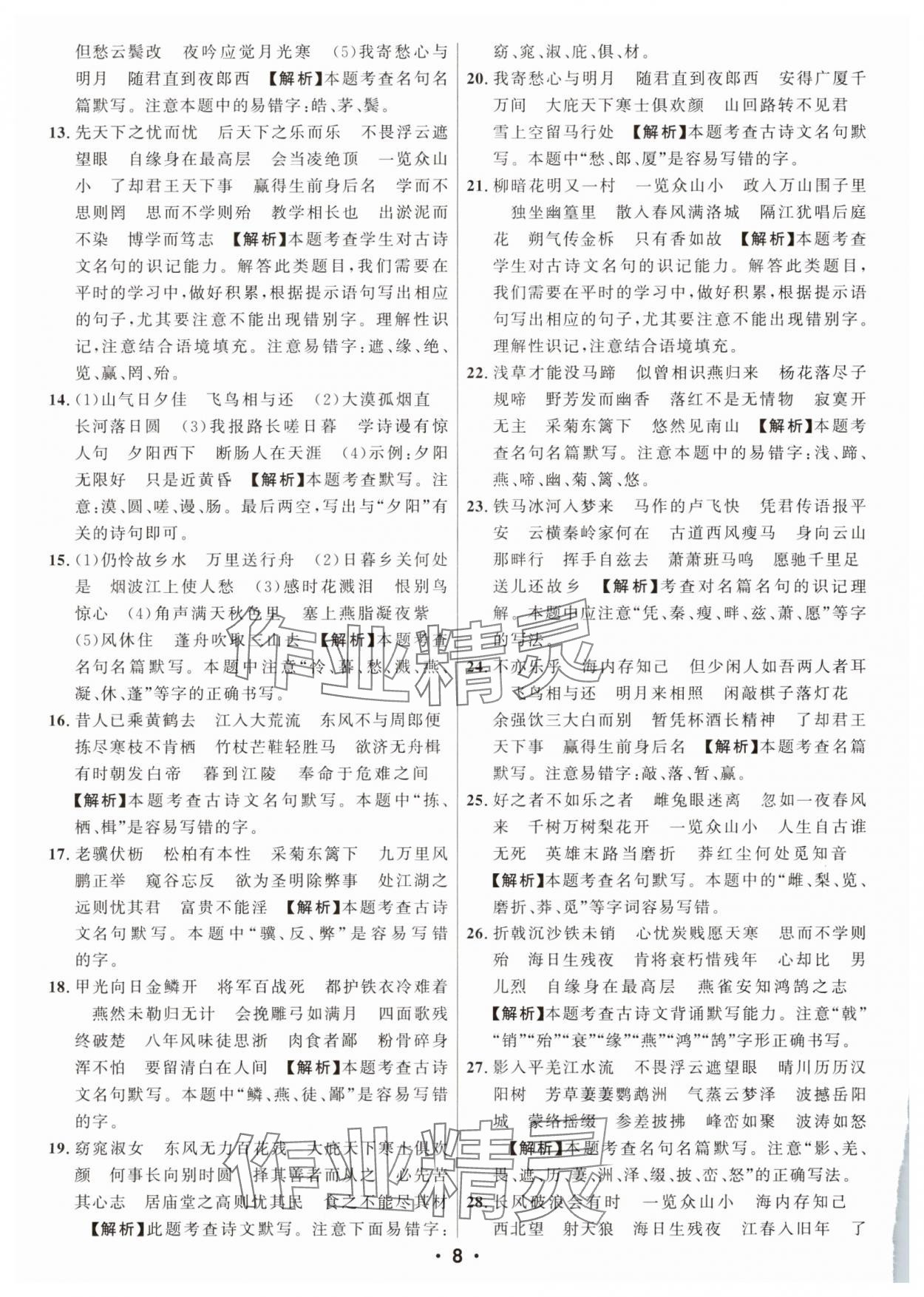 2025年智慧中考语文湖北专版 参考答案第8页