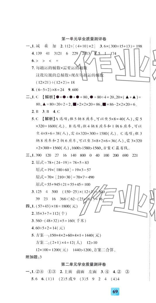 2024年全程無憂提優(yōu)卷四年級數(shù)學(xué)下冊人教版 第1頁