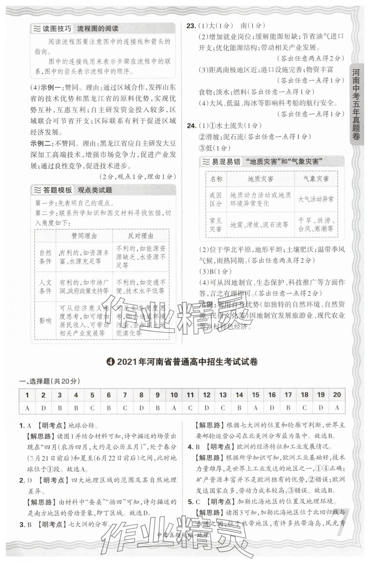 2025年王朝霞中考真題精編地理河南專版 參考答案第7頁