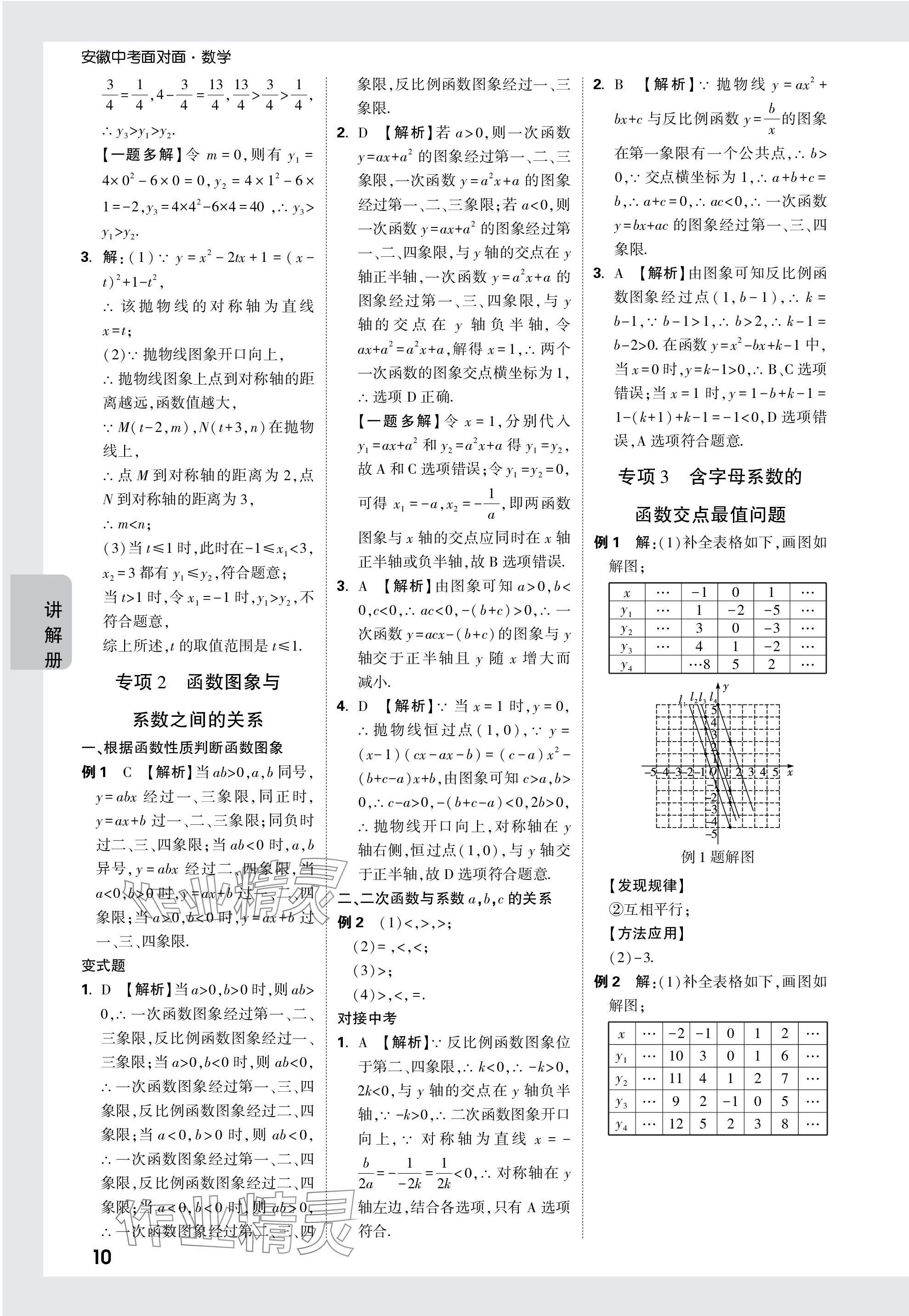 2024年中考面对面数学安徽专版 参考答案第10页