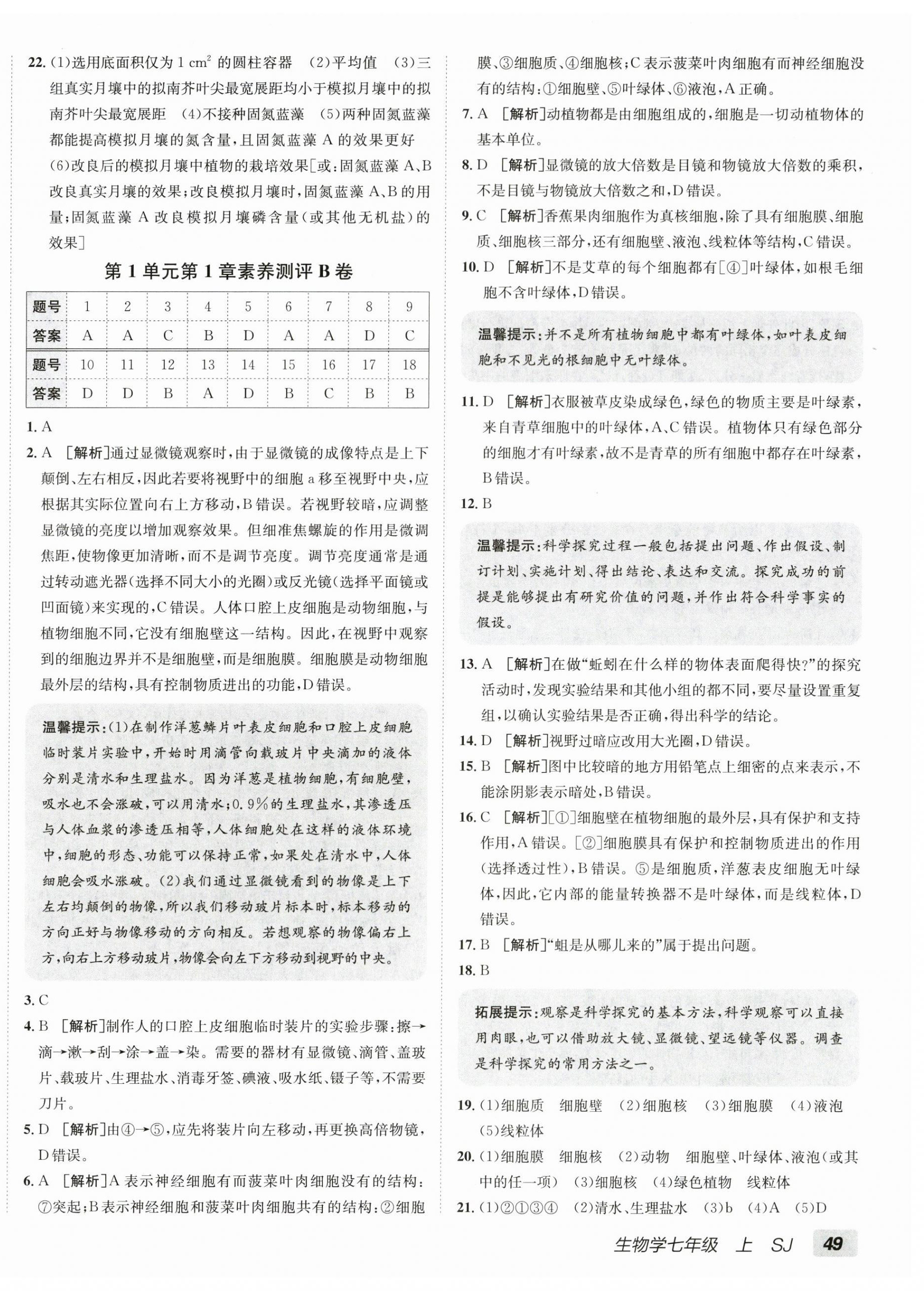 2026年海淀单元测试AB卷七年级生物上册苏教版&nbsp;第2页