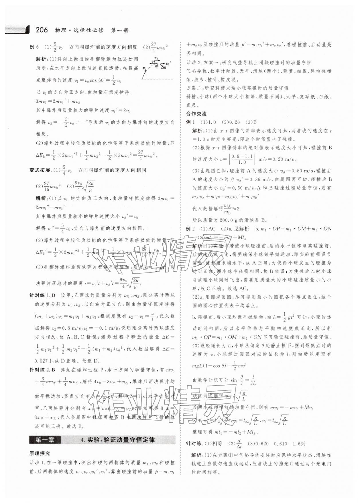 2025年金版新学案高中物理选择性必修第一册人教版 参考答案第5页