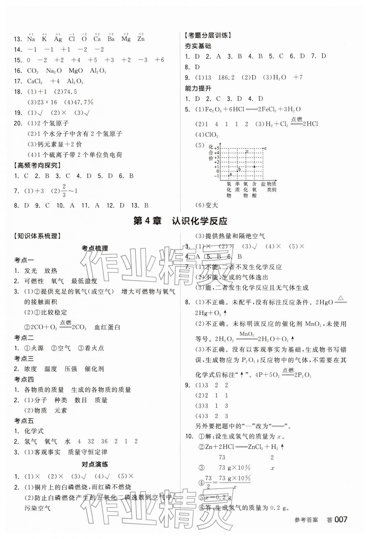 2026年全品中考复习方案化学江苏专版&nbsp;参考答案第6页