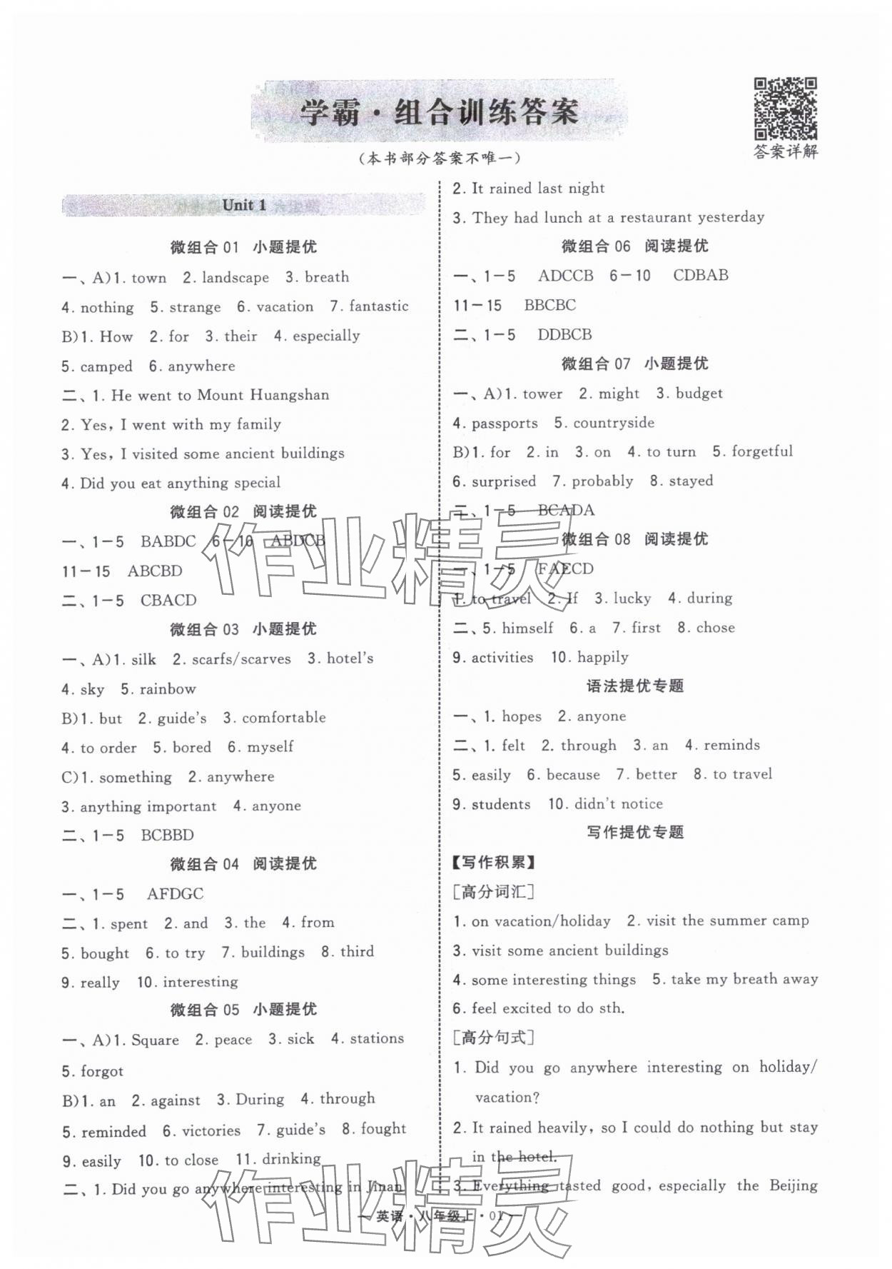 2025年學(xué)霸組合訓(xùn)練八年級(jí)英語(yǔ)上冊(cè)人教版濟(jì)南專版 第1頁(yè)