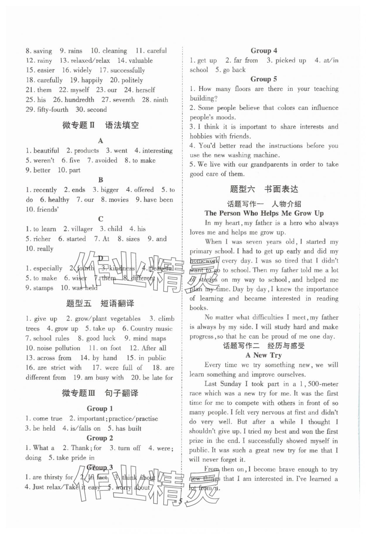 2024年本土攻略精準(zhǔn)復(fù)習(xí)方案英語云南專版 參考答案第5頁