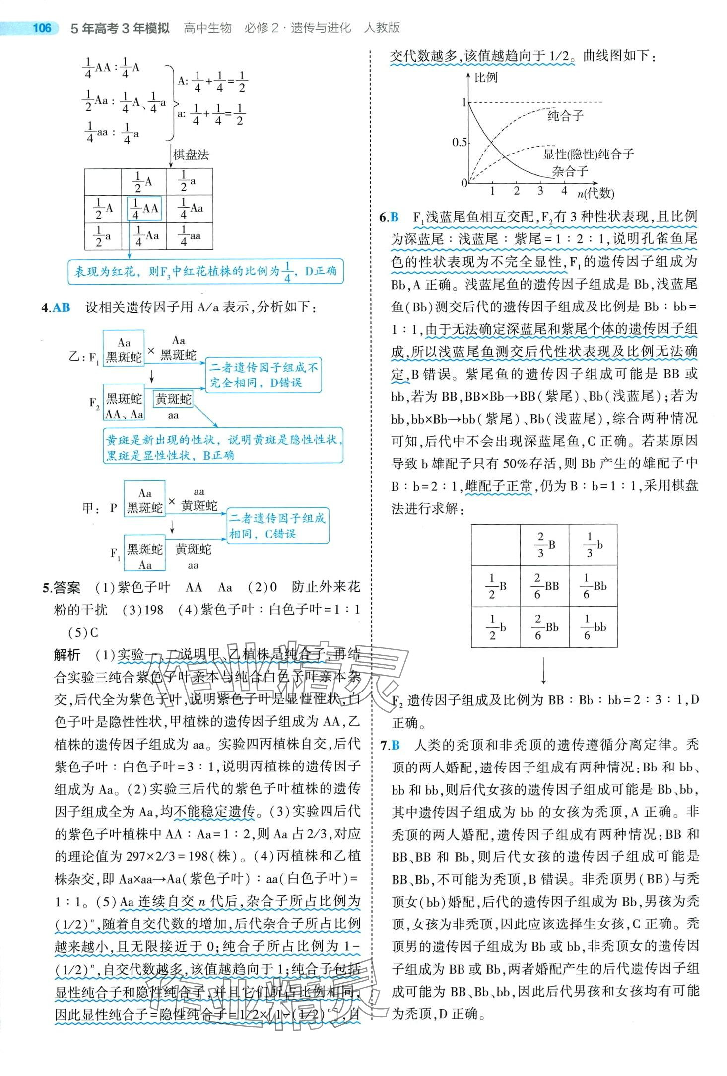 2024年5年高考3年模拟高中生物必修2人教版 第6页