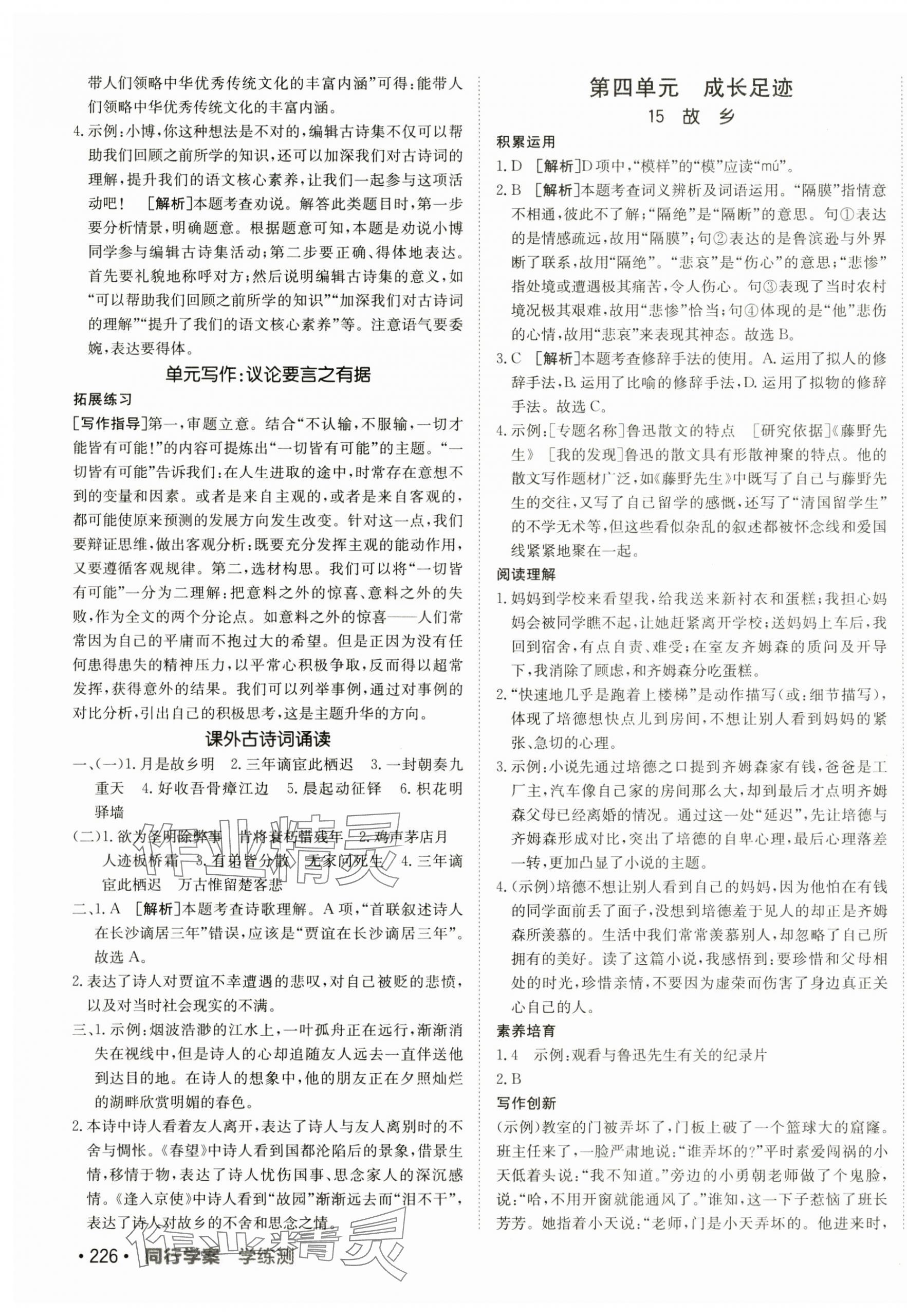 2025年同行学案学练测九年级语文全一册人教版54制 第11页