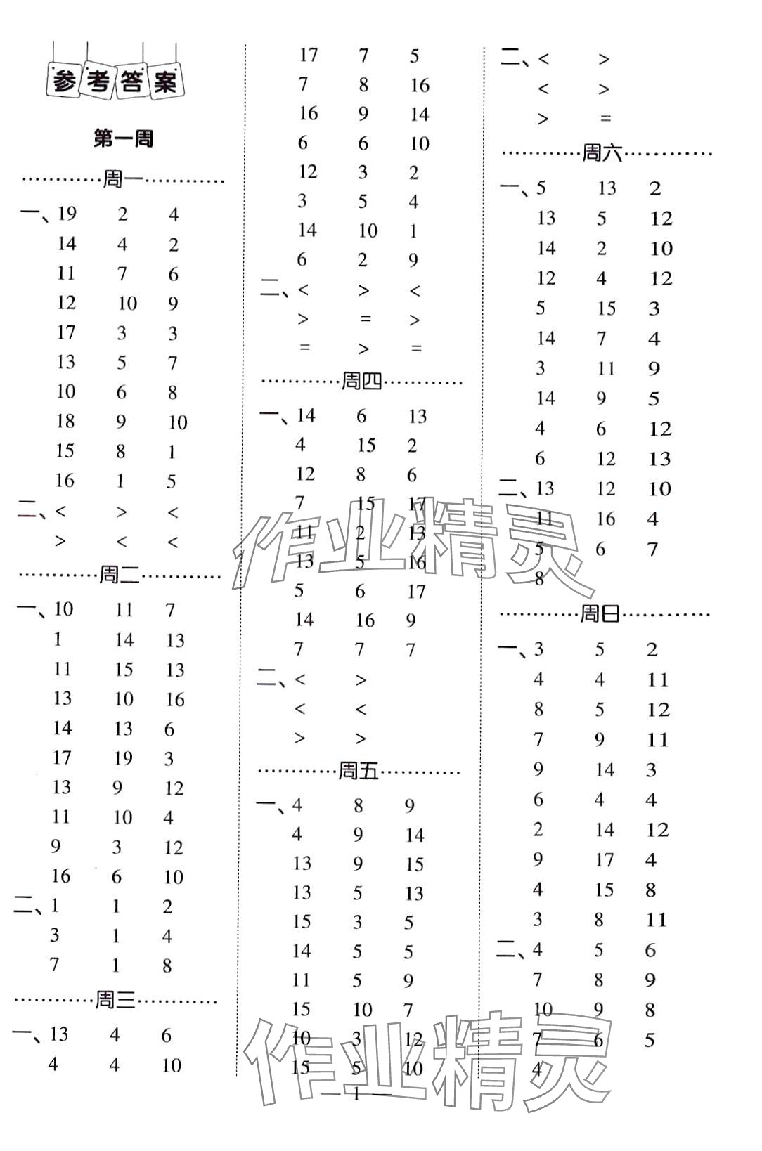 2024年經(jīng)綸學(xué)典計(jì)算小能手一年級(jí)數(shù)學(xué)下冊(cè)蘇教版 第1頁(yè)